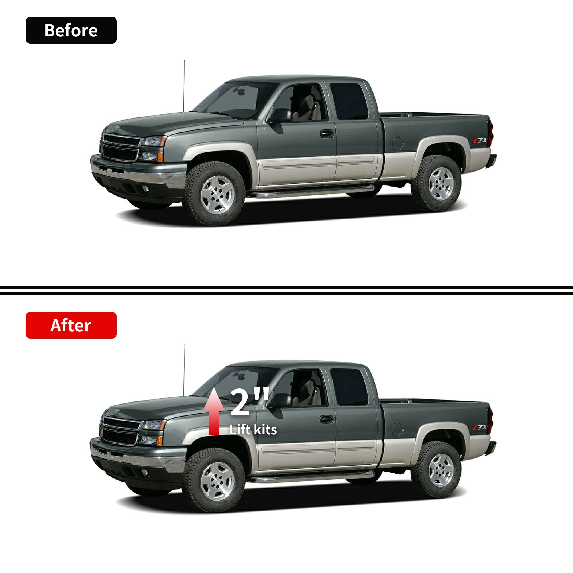 Flycle 2'' Front Leveling Kit For 1999-2006 Silverado 1500 Sierra 1500 (2Wd Only), 2 Inch Leveling Lift Kits Spring Strut Spacer