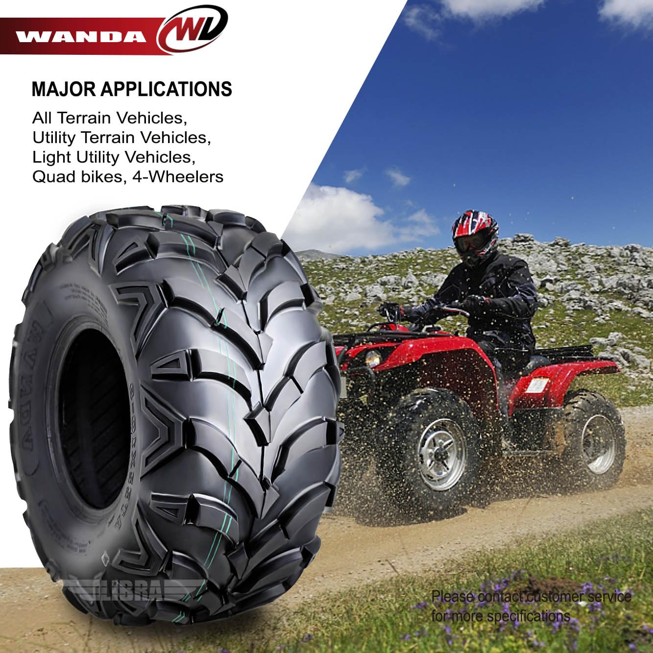 Wanda Set 4 At Master Atv/Utv Tires 22X7-11 Front & 22X10-9 Rear /6Pr P341 - Solid Mud Deep Tread 10250/10251