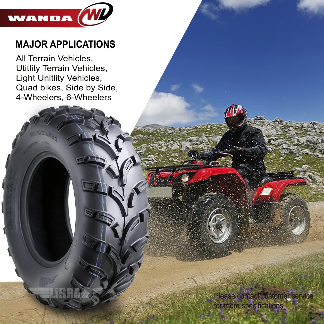 Wanda Set Of 4 Utv Atv Tires 25X8-12 25X8X12 Front & Rear 6Pr 25X8.00-12 P373