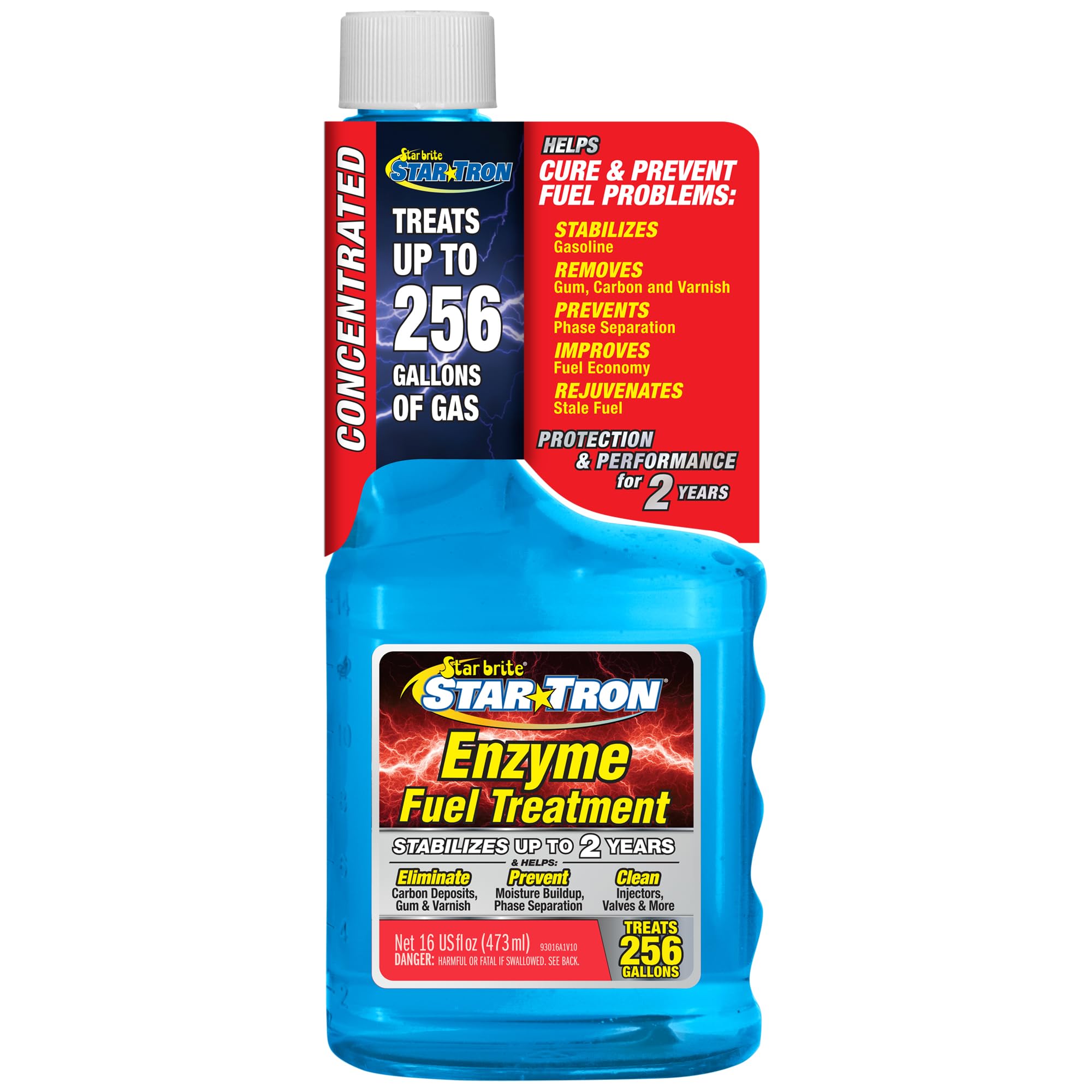 Star Brite Star Tron Enzyme Fuel Treatment - Concentrated Gasoline Formula - 1 Oz. Treats 16 Gallons - 16 Oz (093016) Blue
