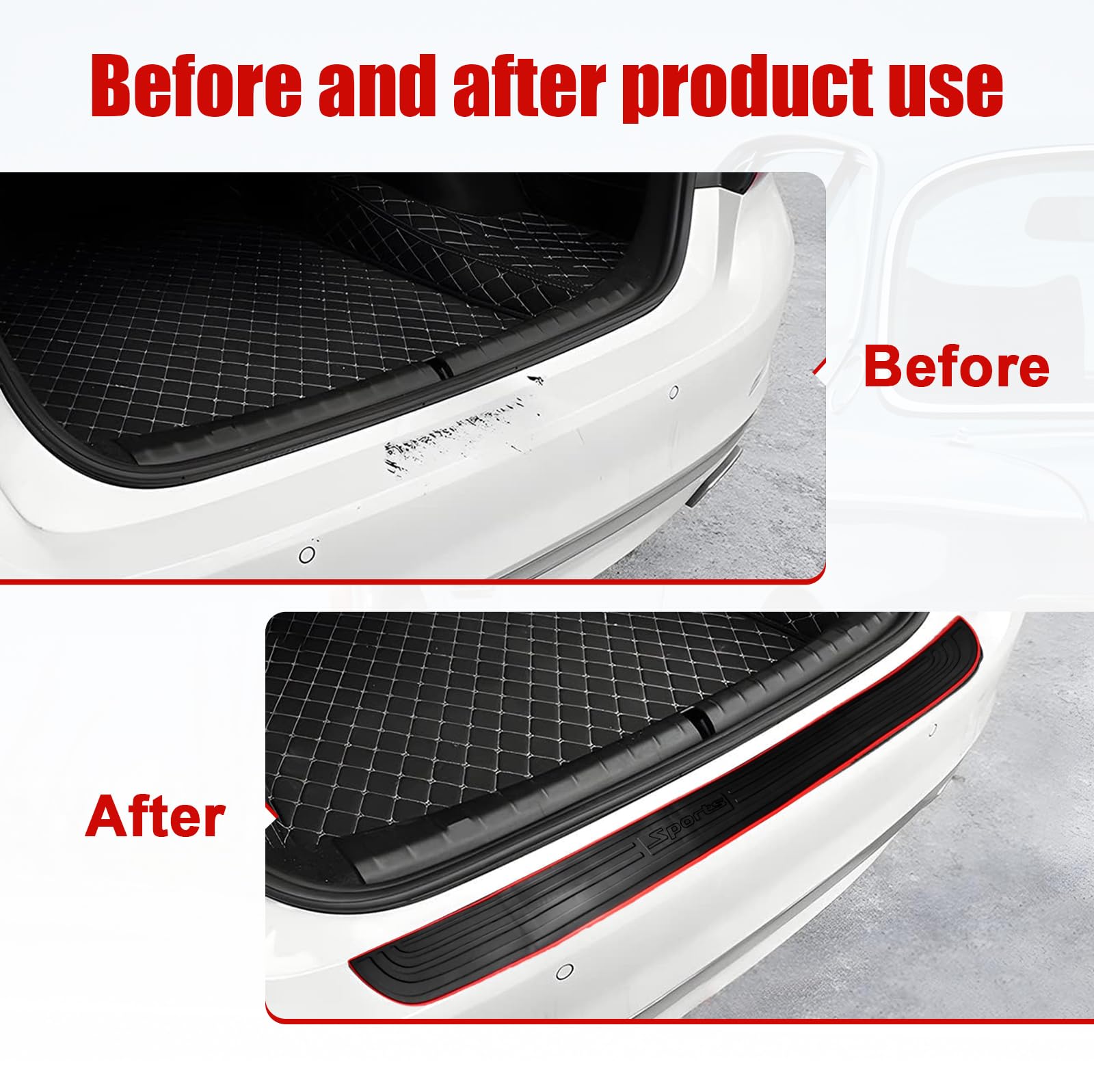 Ziciner Car Rear Bumper Protector Guard, Auto Anti-Scratch Collosion Rubber Trunk Door Entry Guards, Non-Slip Vehicle Bumper Pro