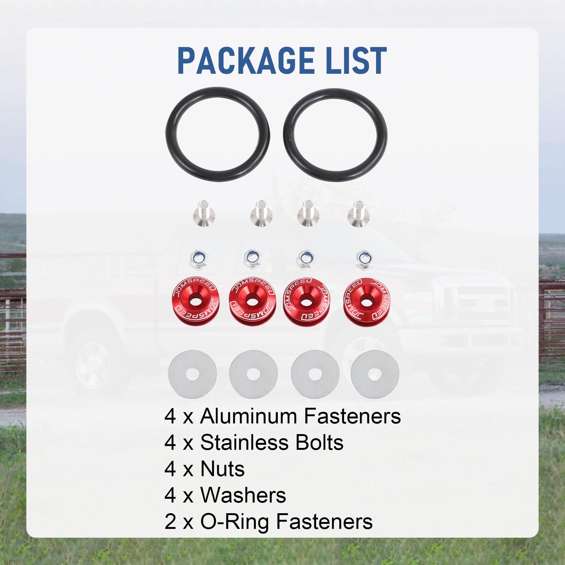 Jdmspeed Red Universal Cnc Billet Bumper Trunk Quick Release Fastener Kit