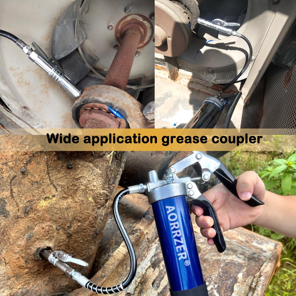 Aorrzer Grease Gun Coupler, Strong Lock On Grease Couplers, 12000 Psi High Pressure Greases Gun Coupler, Compatible With All Gre