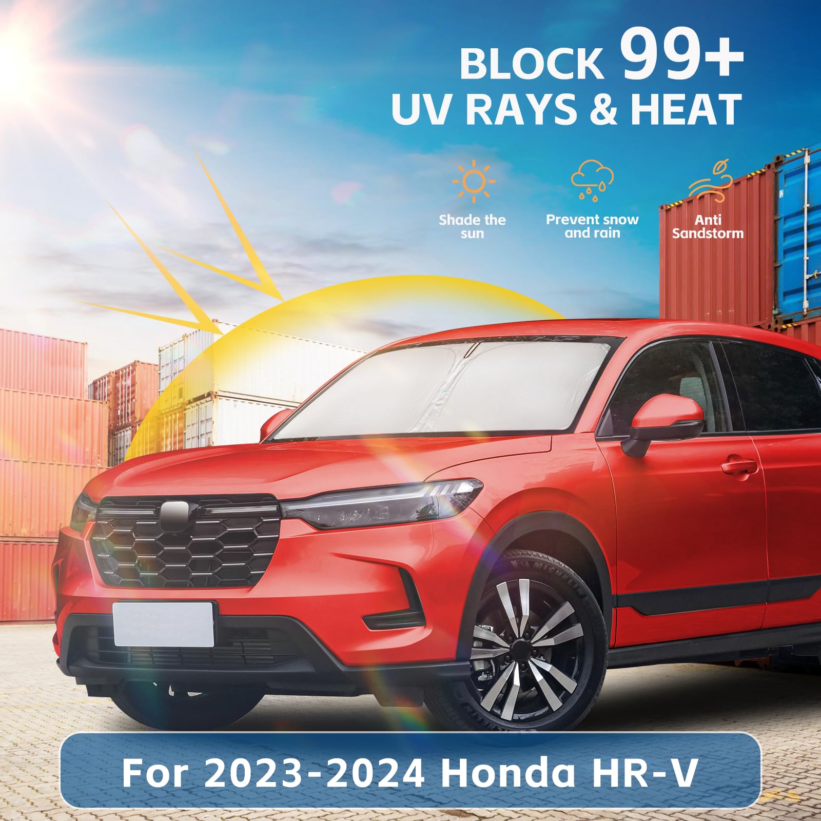 Windshield Sun Shade For Honda Hr-V 2023 2024 2025 Double Layer 240T Front Window Shade Custom Fit Hrv Sun Visor Foldable Shade