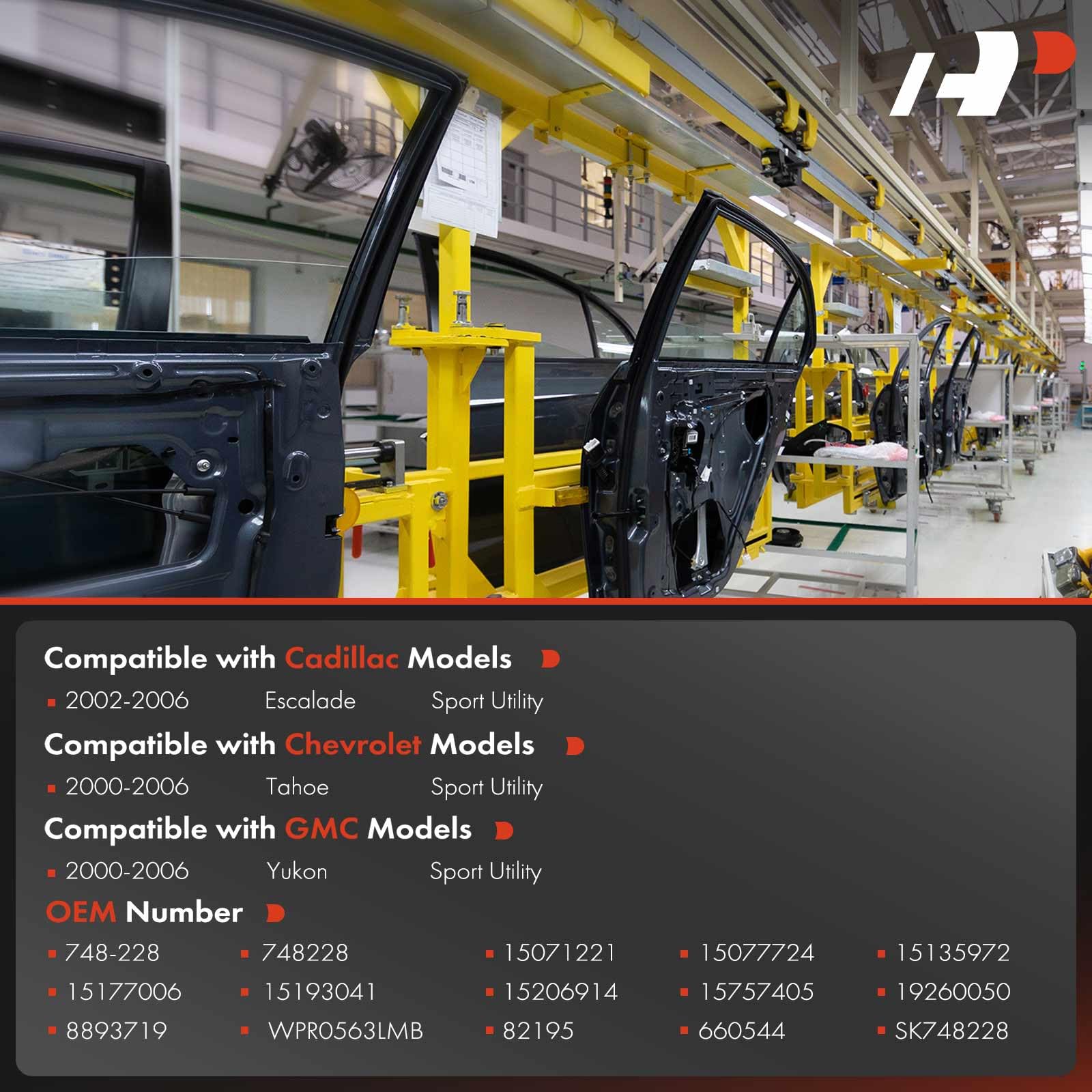 A-Premium Electric Power Window Regulator With Motor 2-Pin Plug Assembly Compatible With Cadillac Escalade 2002-2006, Chevrolet