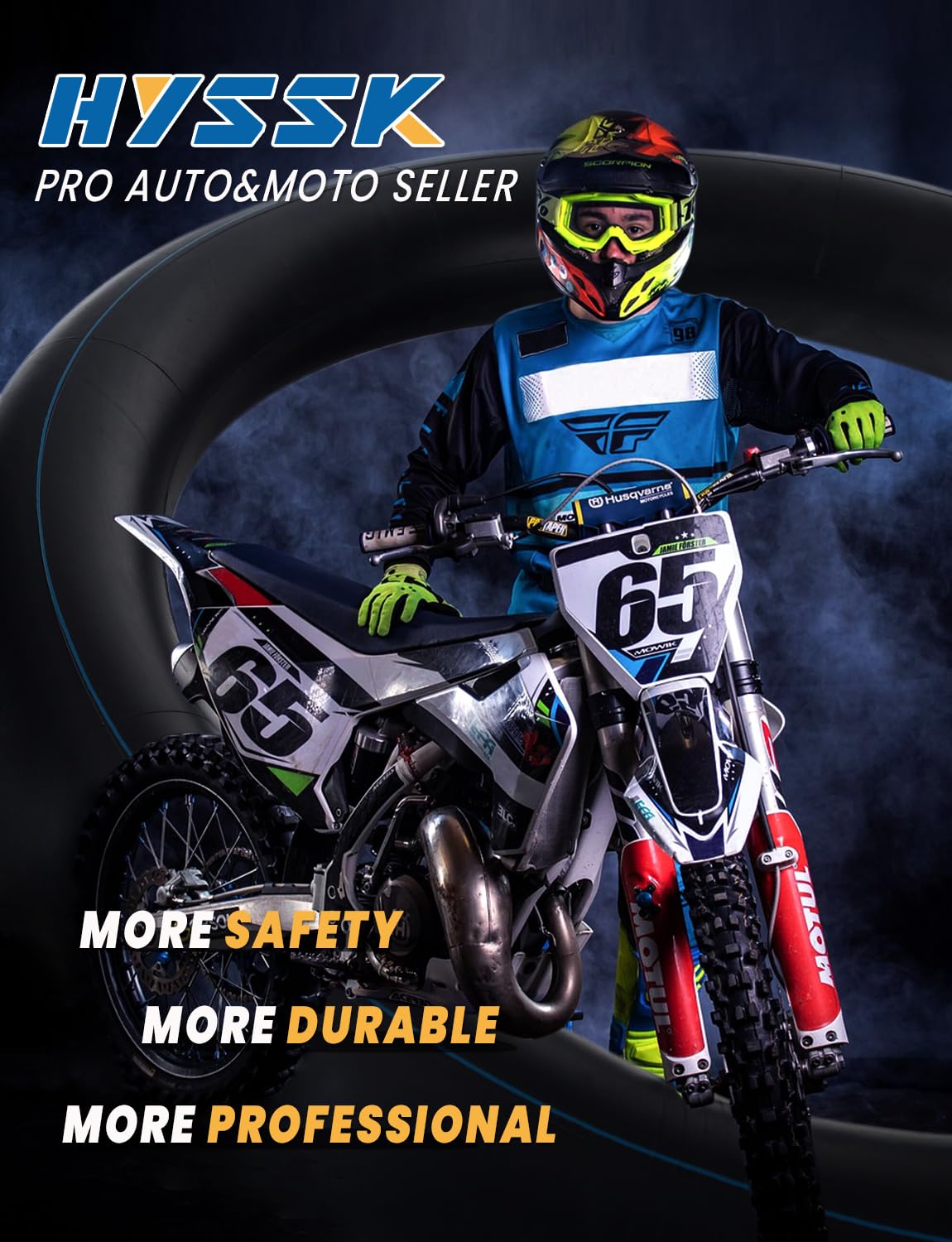 Premium Hyssk 3.00/3.50-16'' Motorcycle Inner Tube For 90/100-16 Dirt Pit Bike Tire