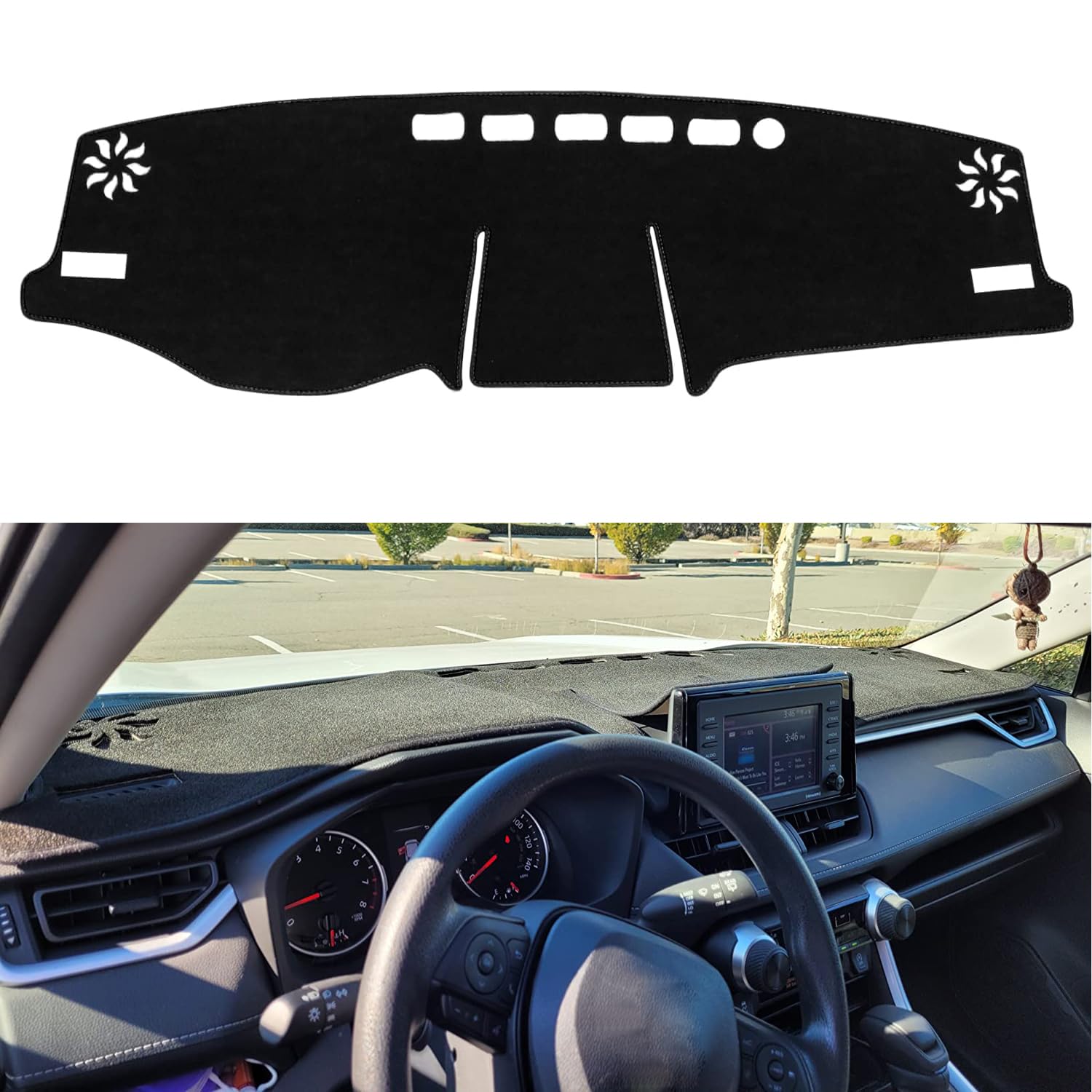 Dashboard Cover Mat for Toyota RAV4 2024 2023 2022 2021 2020 2019 Without HUD Accessories Dash Cover Dash Mat Sunshade Glare UV 