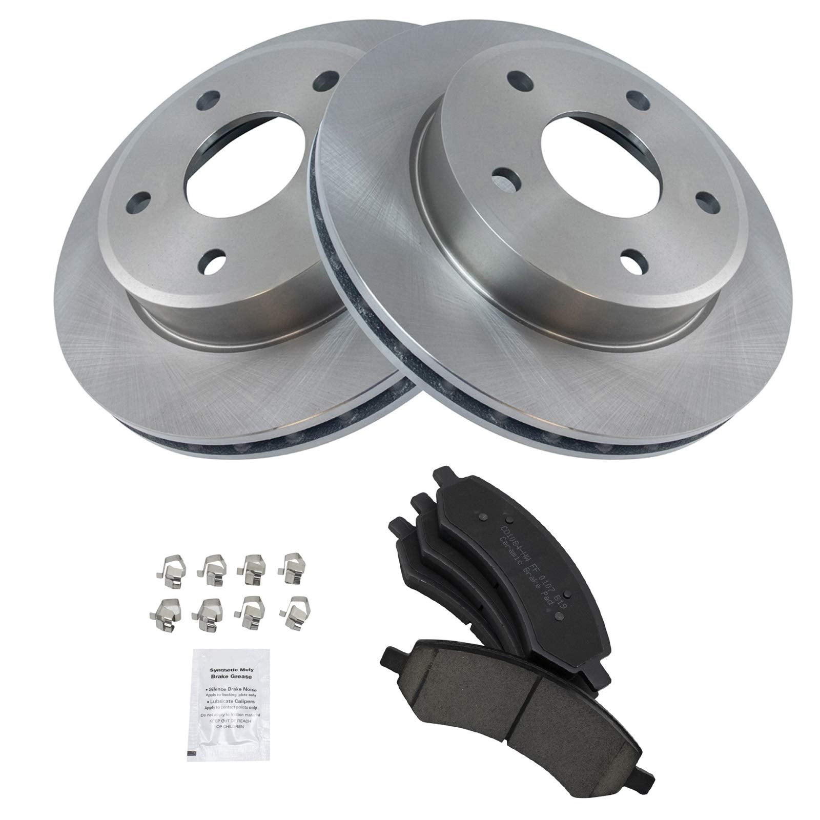 Trq Front Brake Pad & Rotor Kit Brake Pads Brake Rotor Ceramic Compatible With 2005-2010 Dodge Dakota 2006-2009 Mitsubishi Raide