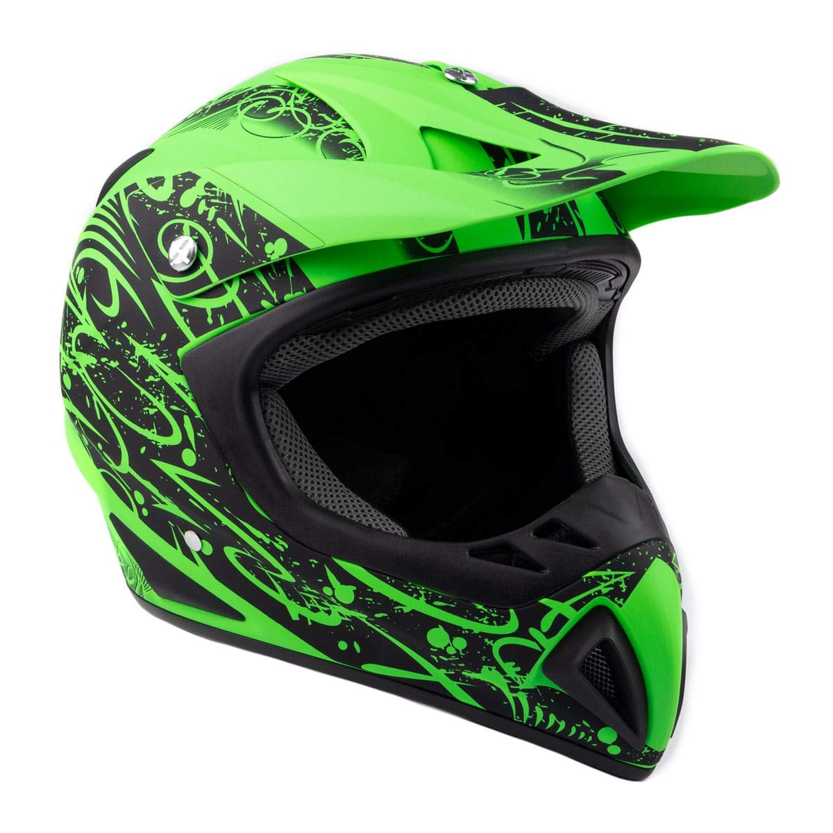 Typhoon Adult Atv Mx Helmet Goggles Gloves Gear Combo Matte Green W/ Green ( Xxl )