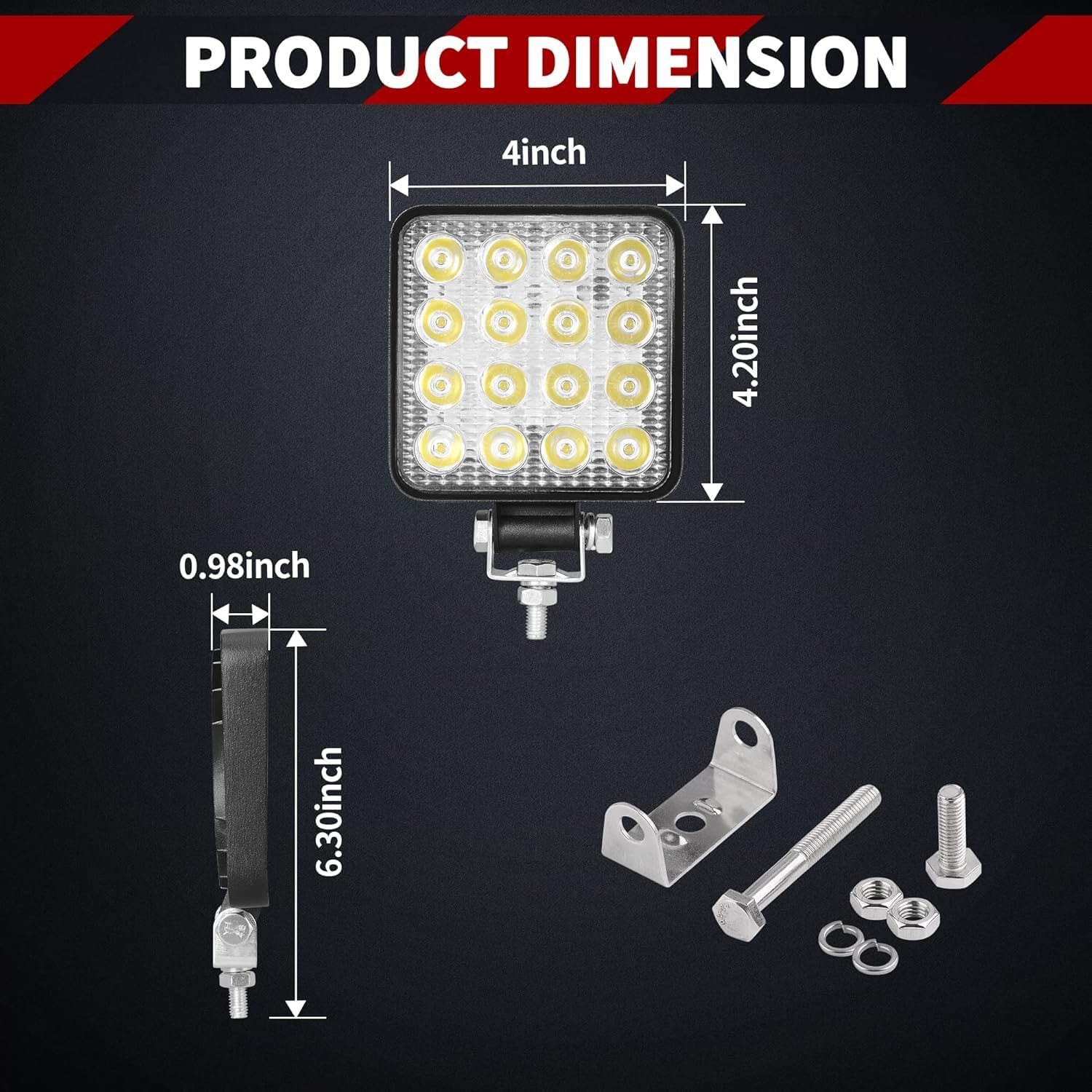 Yitamotor 4Inch Led Light Bar 2Pcs Flood Square Led Pod Light Light Waterproof Off Road Light Led Fog Light Truck Light Driving