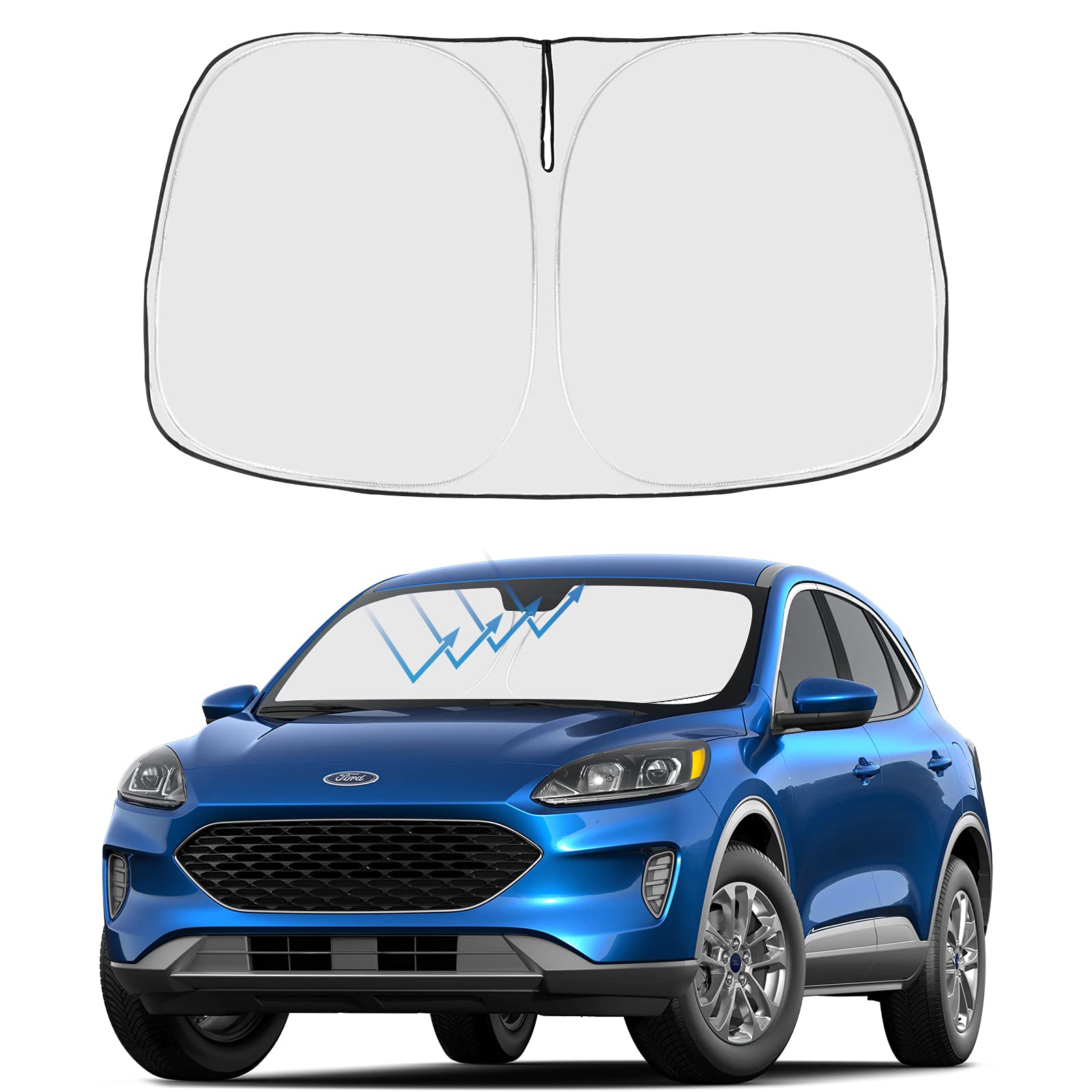Proadsy 2024 Upgrade Front Windshield Sun Shade Foldable Sunshade Protector Custom Fit 2024 2023 2022 2021 2020 Ford Escape S, S
