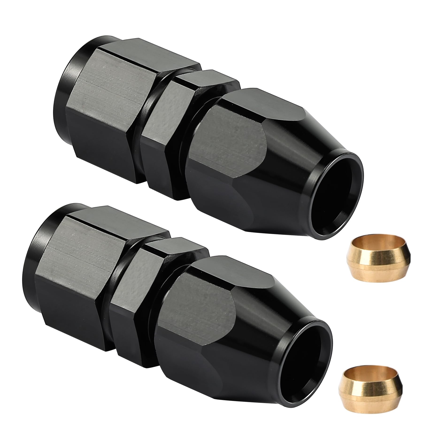 EVIL ENERGY 8AN Female Flare to 1/2 '' Compression Hardline Fitting Aluminum Black 2PCS