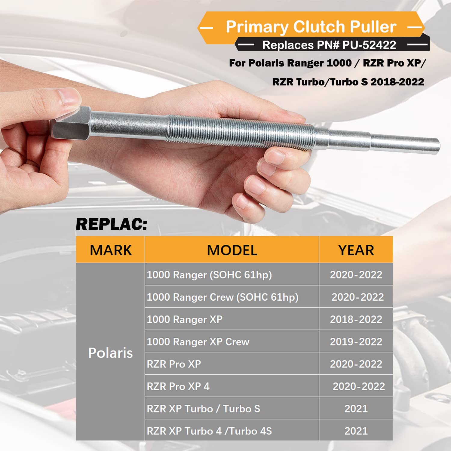 Primary Drive Clutch Puller for Polaris 1000 / RZR Pro XP/RZR Turbo/Turbo S 2018 2019 2020 2021 2022 2023 Replaces PN# PU-52422