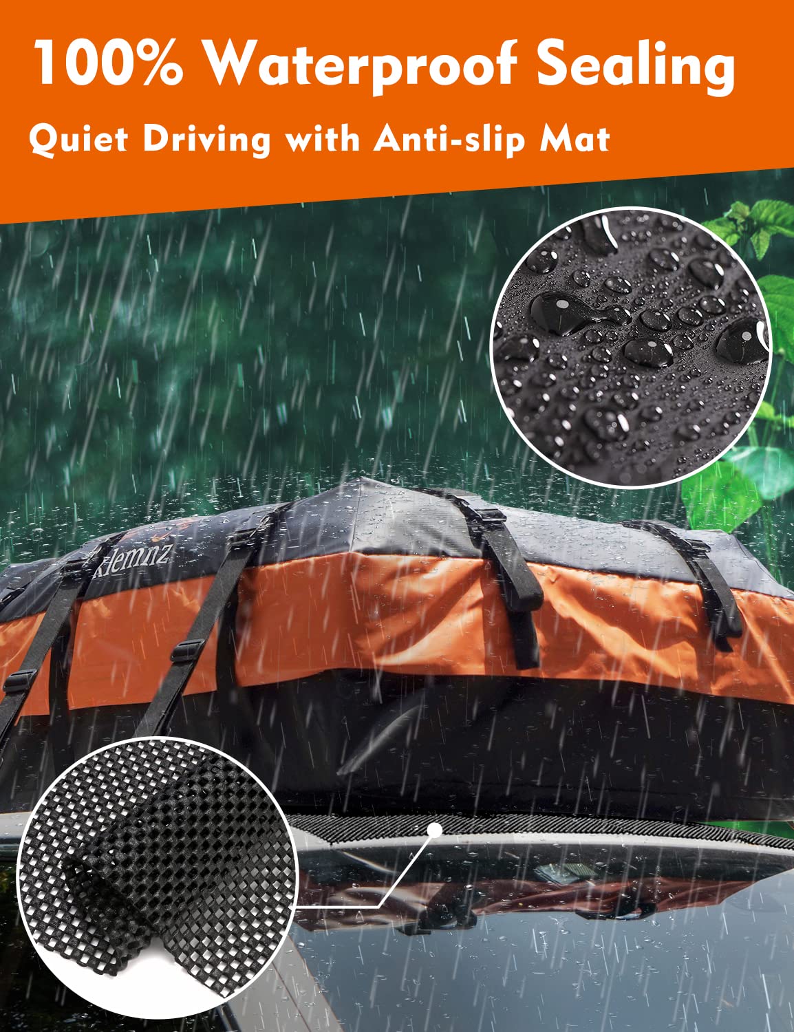 Fivklemnz Rooftop Cargo Carrier, 21 Cubic Feet Waterproof Car Roof Bag, For All Vehicle With/Without Roof Rack, Includes Anti-Sl