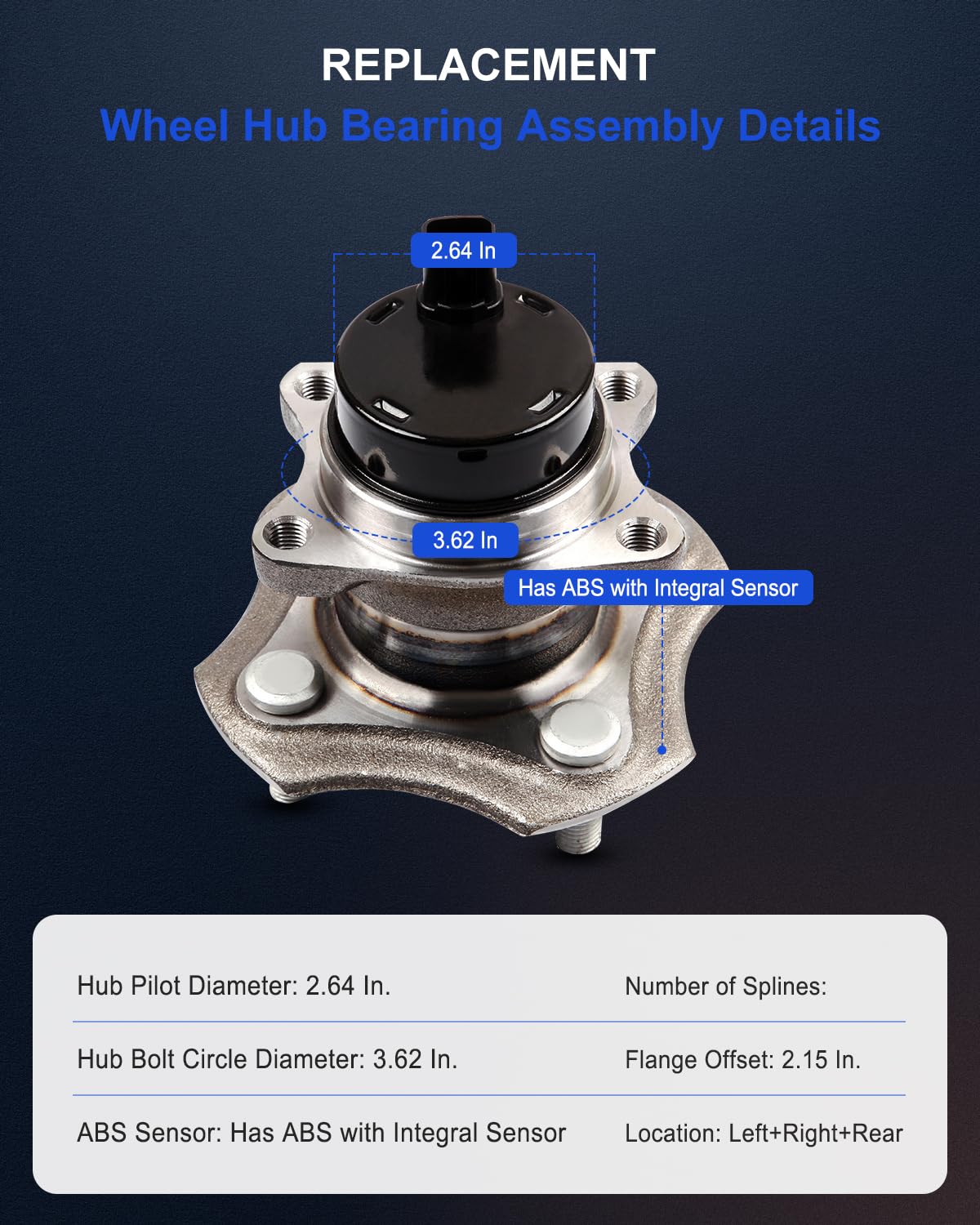 ECCPP Rear Wheel Hub Bearing Assembly 4 Lugs w/ABS For 2004 For Scion For Toyota Compatible with 512209