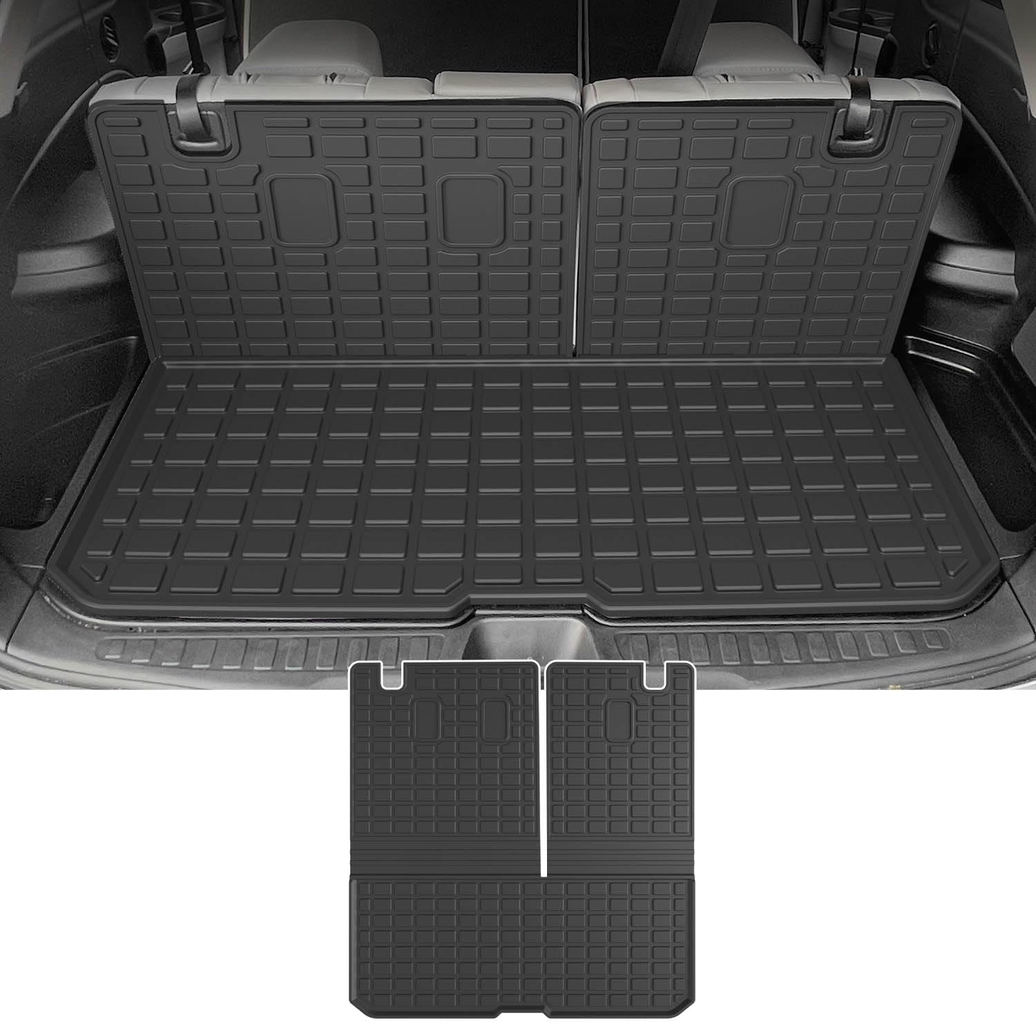 powoq Cargo Mat Compatible with 2016-2025 Honda Pilot (No Elite) Trunk Mat with Backrest Mat TPE Cargo Liner Trunk Liner Replace