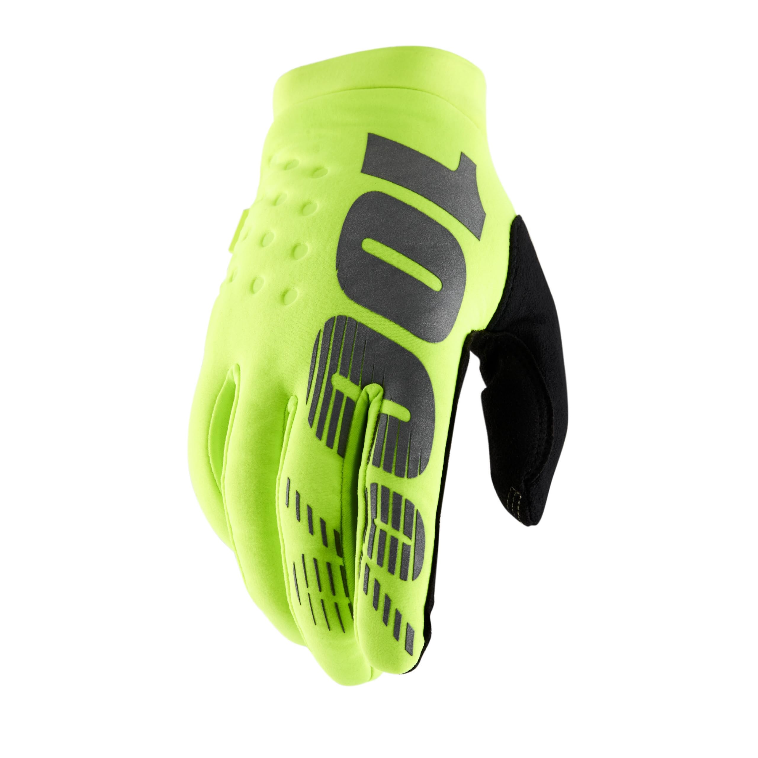 100% Brisker Cold Weather Motocross & Mountain Bike Gloves - Warm Winter Mtb & Mx Powersport Racing Protective Gear (Xl - Fluo Y