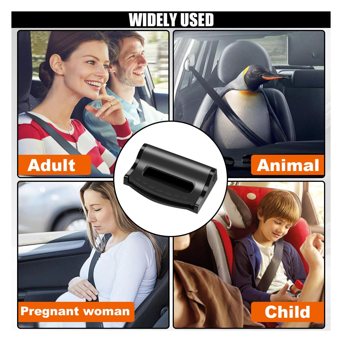 SMILFUY 2PCS Black Car Seatbelt Adjuster Clips for Adults/Kids, Comfort Shoulder Neck Protector, Seatbelt Locator Retainer for Car/SUV