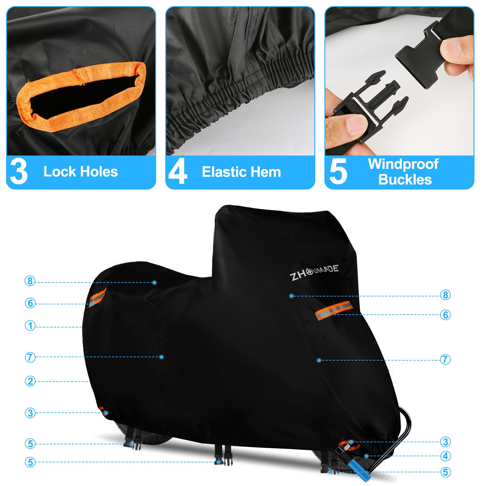 Mini Motorcycle Cover For Honda Grom Msx125,420D Oxford Heavy Duty Waterproof Outdoor Storage,Small Motorcycle Covers All Weathe