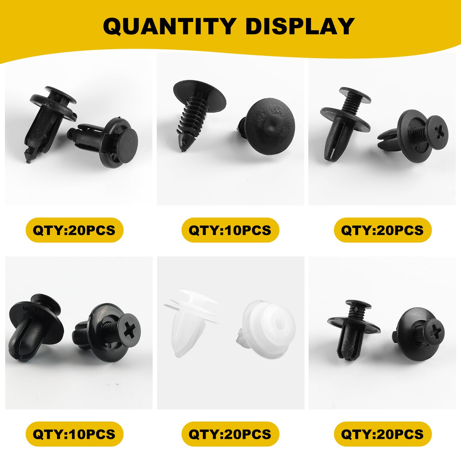 100 Pcs Car Bumper Retainer Clips, 6 Type Nylon Fasteners Rivet Replacement Kit, Push-In Screw Bumper Push Rivet Clip With 5 Fas