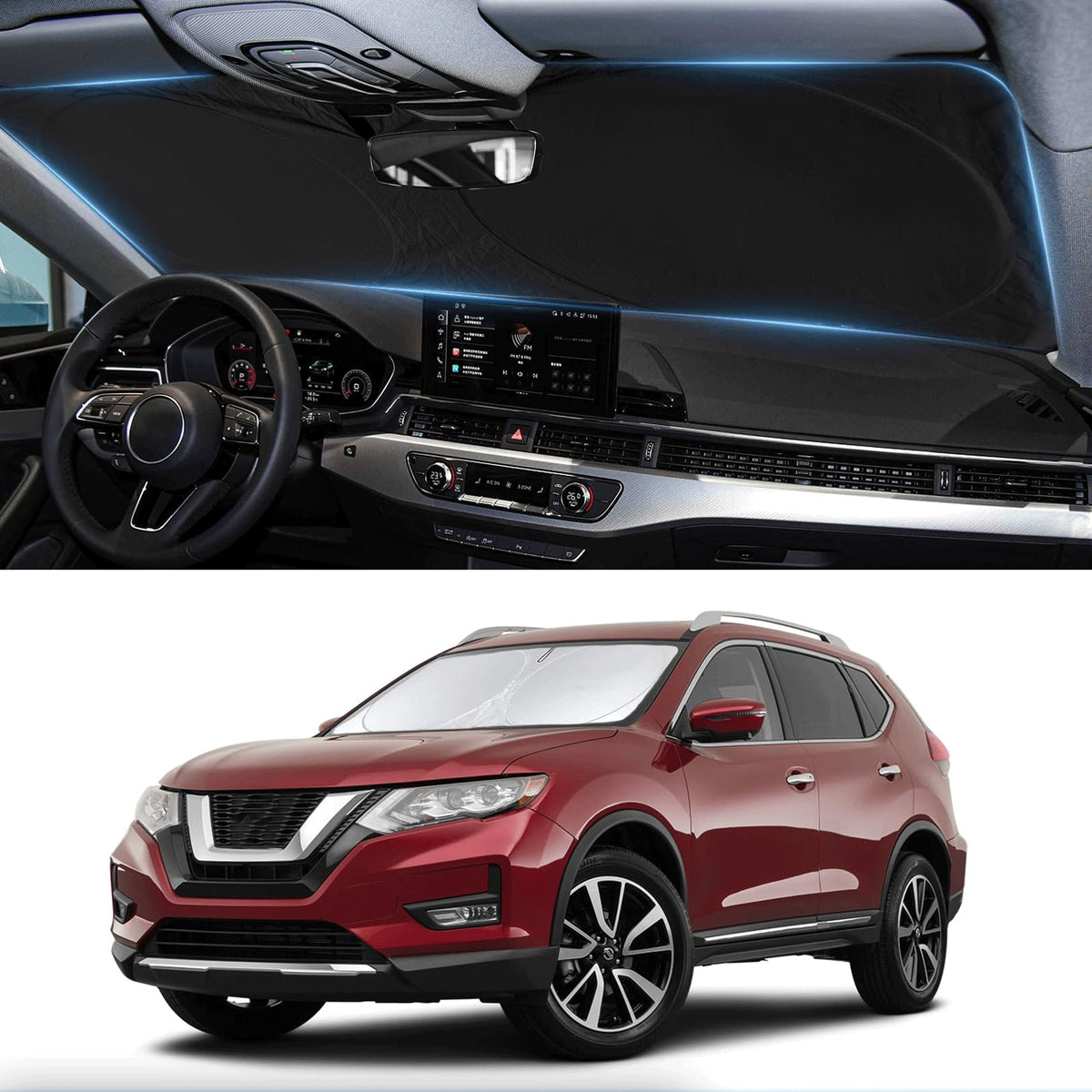 Custom Fit Rogue 3Rd Windshield Sunshade For Nissan Rogue 3Rd Gen 2021 2022 2023 2024 2025 (Not For Rogue Sport) Front Window Ca