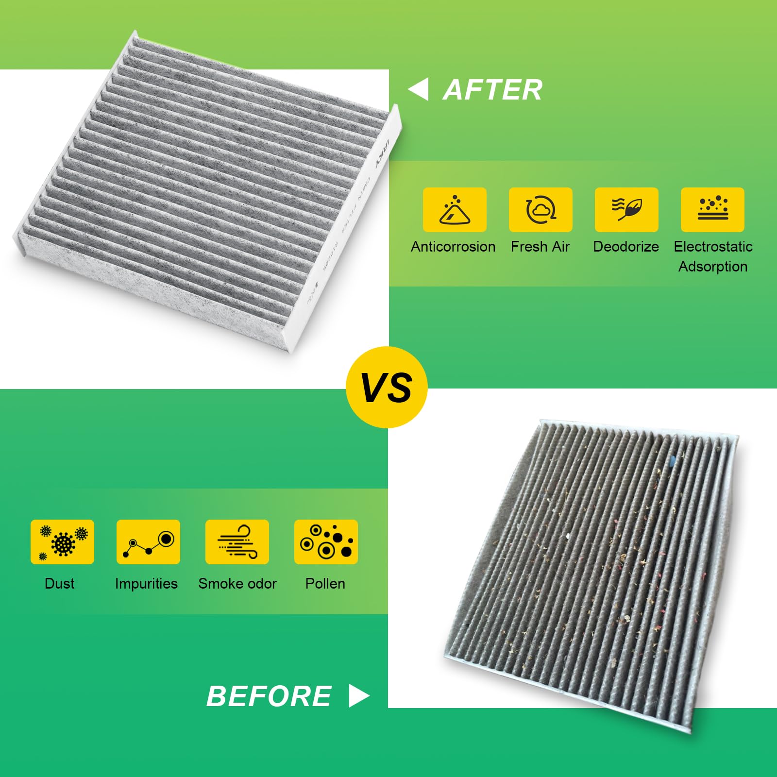CF10285 Cabin Air Filter with Activated Carbon Compatible with Subaru Toyota Camry 4Runner Rav4 Lexus Pontiac Scion Jaguar Land