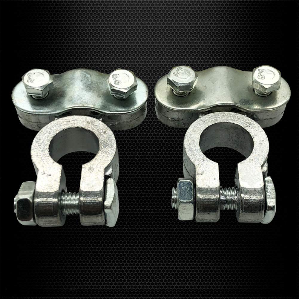 Ampper Heavy Duty Lead Alloy Military Spec Battery Terminal Ends, Top Post Battery Terminals Clamp Set For Marine Car Boat Rv Vehicles (1 Pair Same Terminal)