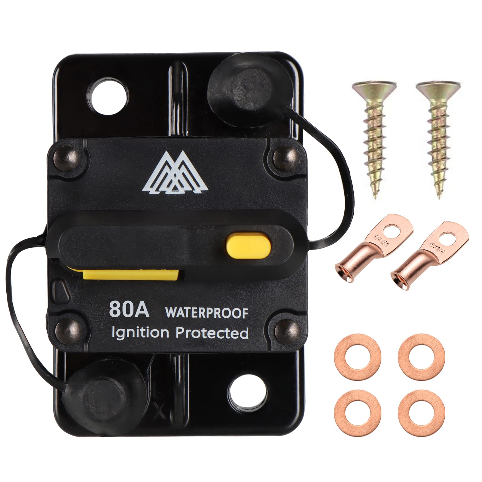 80 Amp Circuit Breaker With Manual Reset Car Marine Trolling Motors Boat Rv Atv 12V-48Vdc Waterproof Audio System Fuse