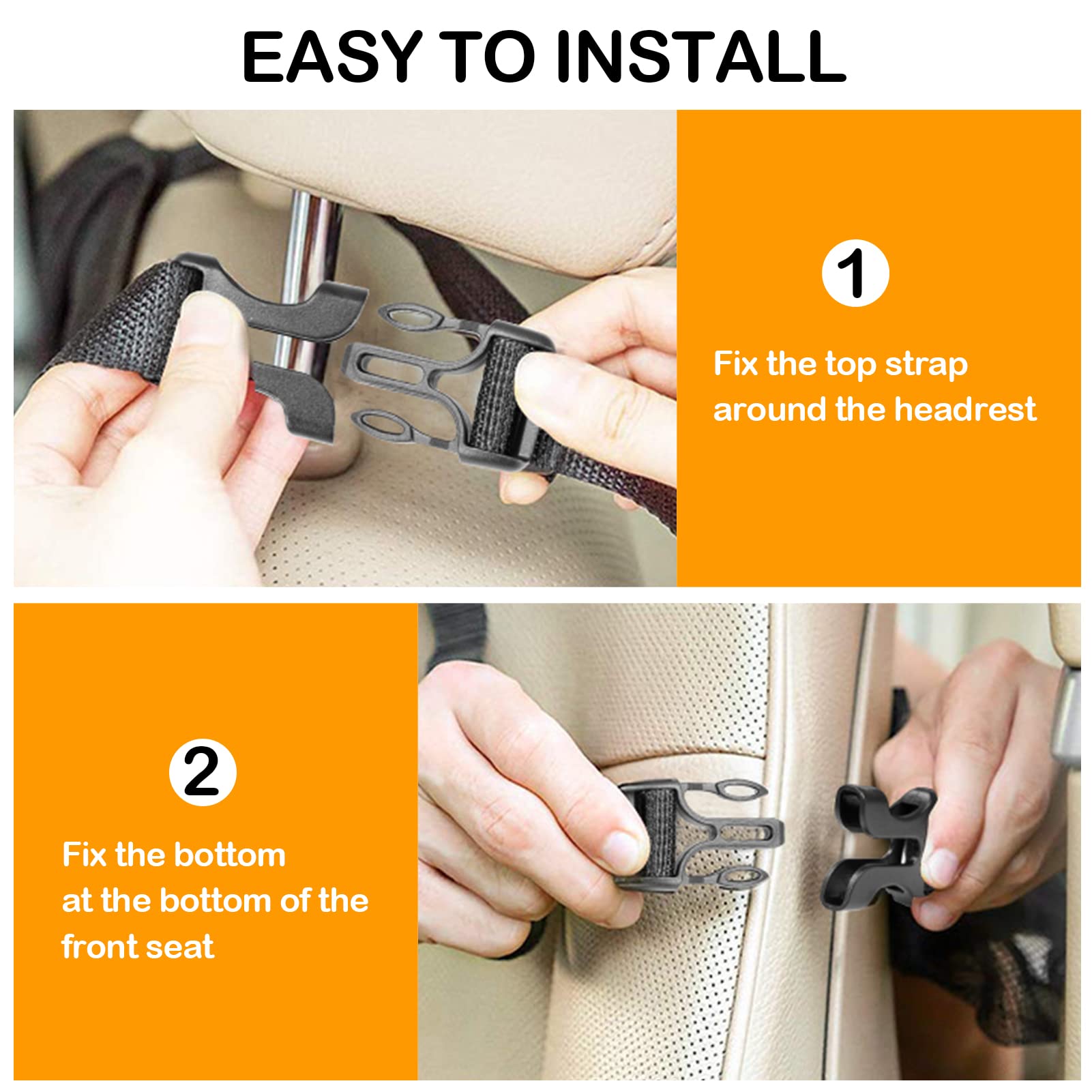 JUCAINHI Car Storage Organizer 2 PCS,Car Backseat Organizer for Kids Durable Waterproof Oxford Fabric with Touchable Tablet Hold