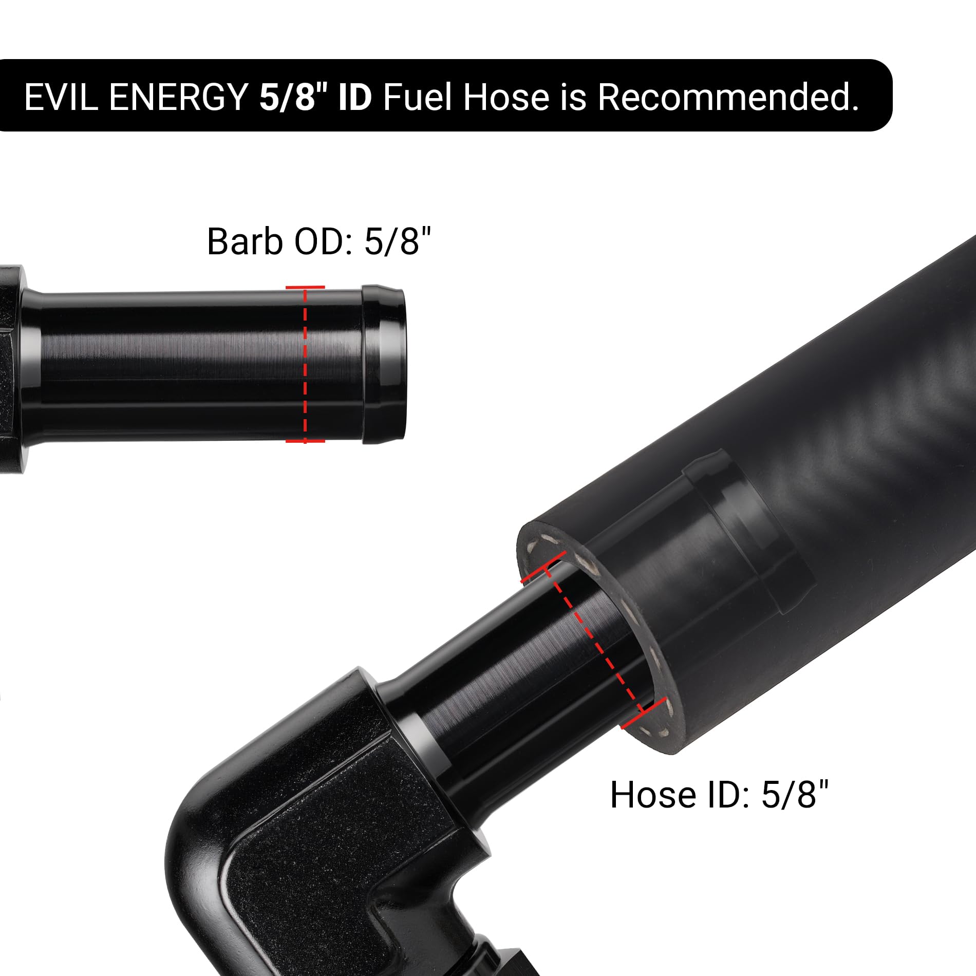 EVIL ENERGY 10AN Female to 5/8'' Barb Hose Fitting 90 Degree Swivel 2PCS