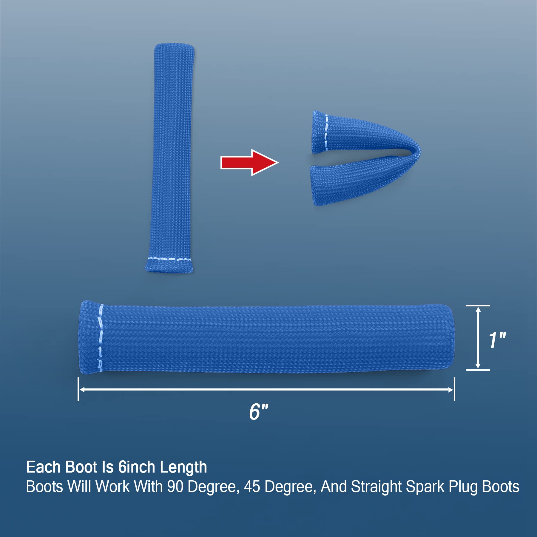 1200 Spark Plug Wire Boots Heat Shield Protector Sleeve Cover Replacement For Sbc Bbc 350 454 6 Inch 8Pcs Blue