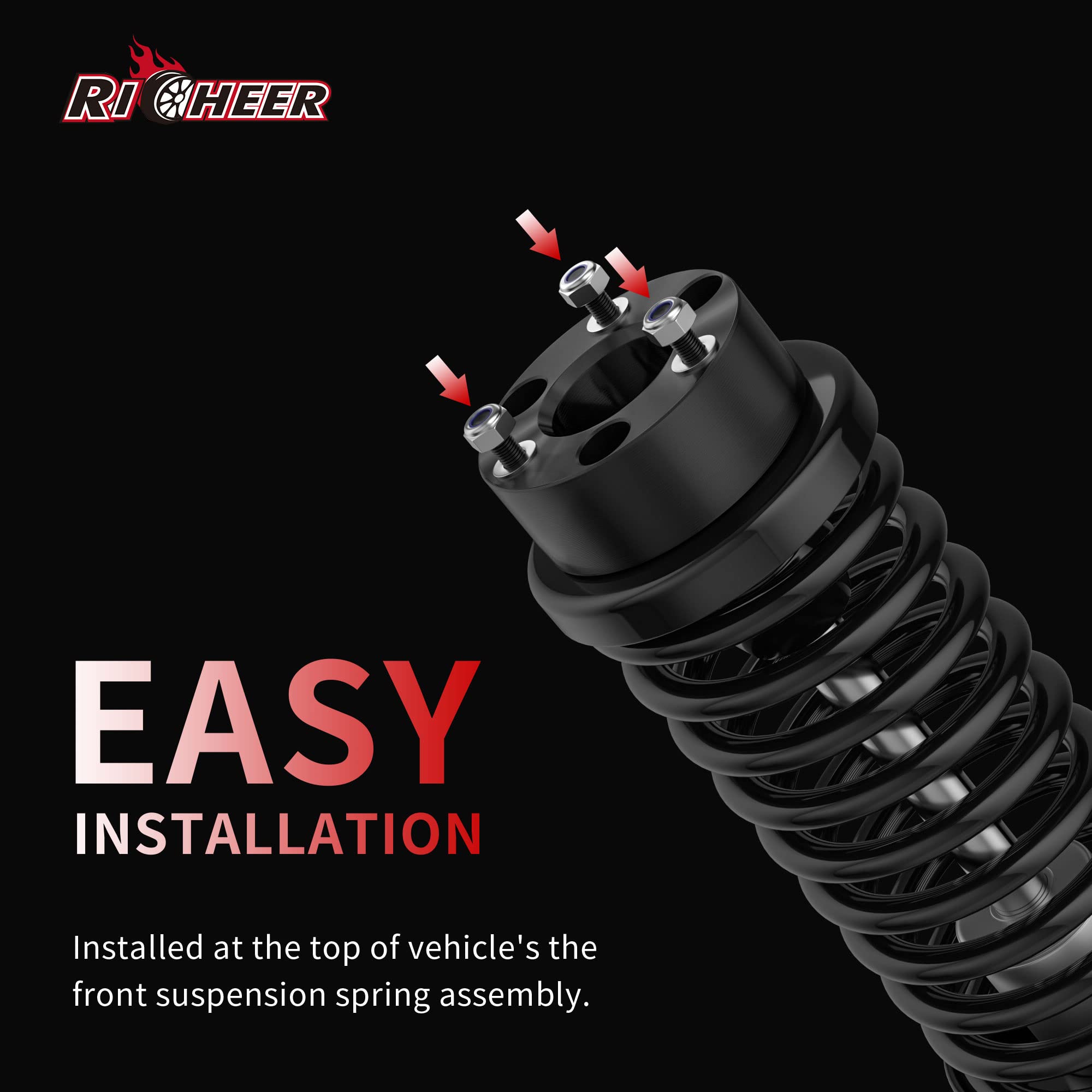 Richeer 3'' Front and 2'' Rear Leveling Lift Kits for 2009-2024 Ram 1500 4X4 4WD, 3 Inch Front Strut Spacers and 2 Inch Rear Lif