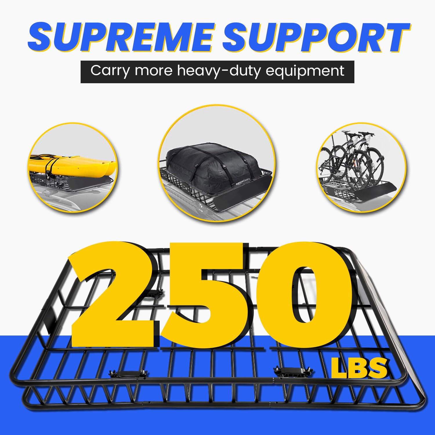 Ecotric 67 X 39 X 5.1'' Universal Roof Rack Cargo Carrier Basket With Extension Heavy Duty Steel Car Suv Top Luggage Storage Holder Basket For Travel 550Lbs Weight Capacity