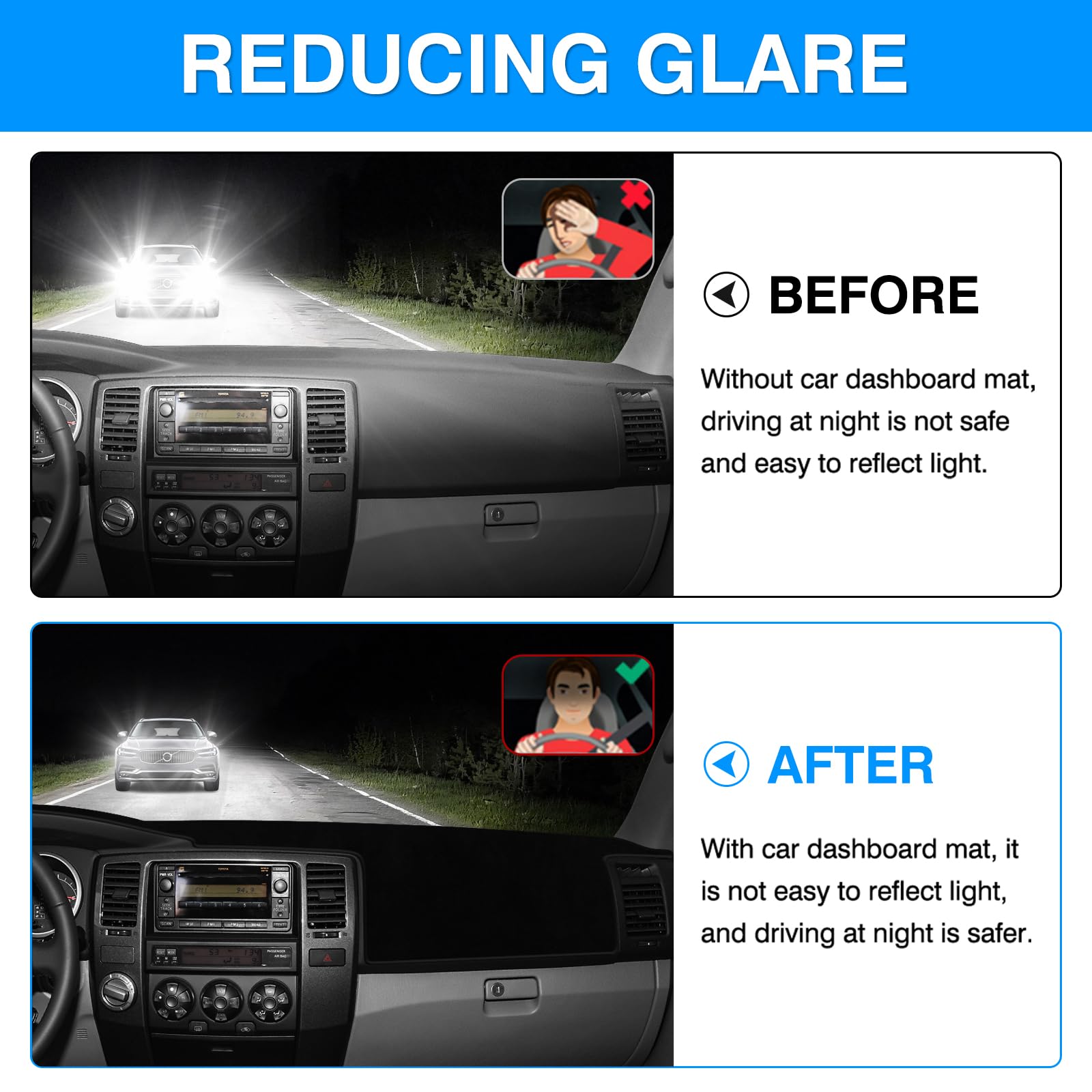 Autorder Dashboard Cover Mat For Toyota 4Runner 2003 2004 2005 2006 2007 2008 2009 Accessories Dash Cover Upgrade Velvet Dash Ma