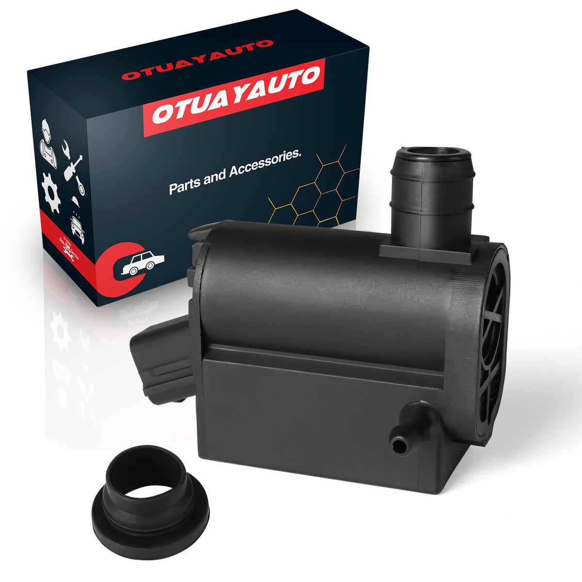 Otuayauto Windshield Washer Pump With Grommet For Hyundai Accent | Elantra | Santa Fe, Kia Borrego | Forte | Forte 5 | Sorento | Soul 98510-1W000