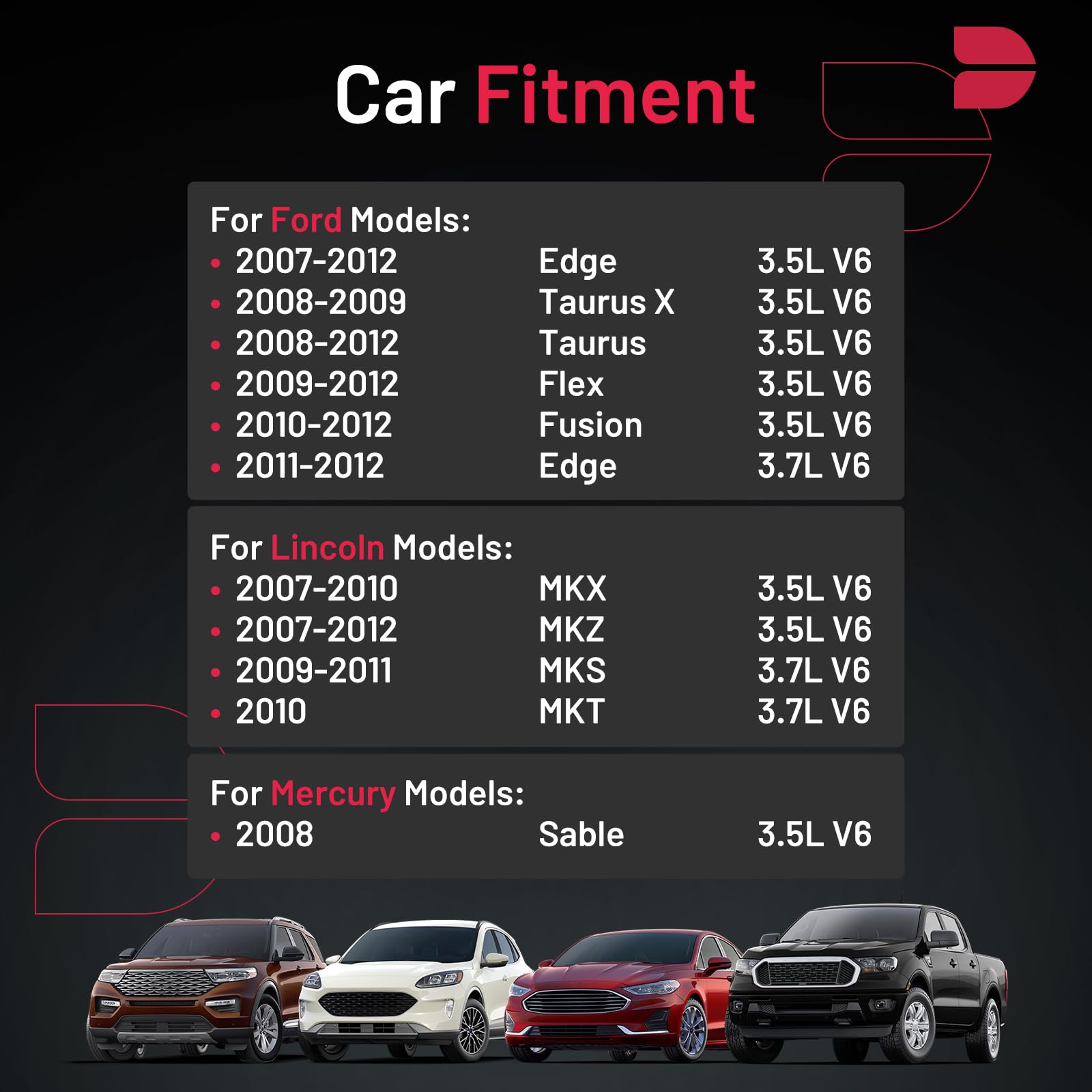 BDFHYK Set of 6 Iridium Spark Plug Compatible with Edge Fusion Taurus Taurus X Flex,Lincoln MKZ MKS MKT MKX,Mercury Sable,3.5L 3