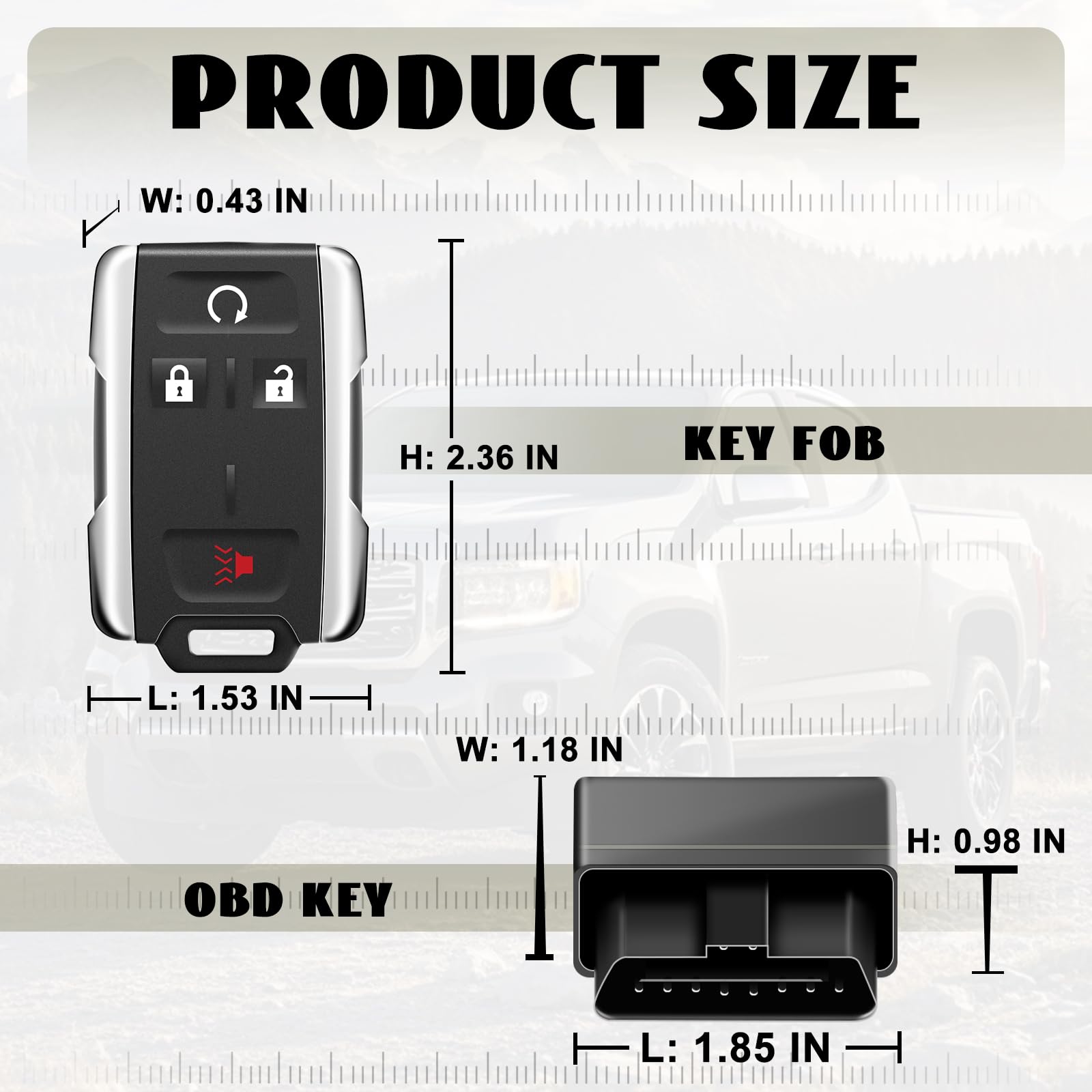 Nrgedzam 2Pcs 4 Buttons Car Remote Key Fob Compatible For 2014-2018 Gmc Sierra Chevrolet Silverado 1500 2500 3500, Chevrolet Col