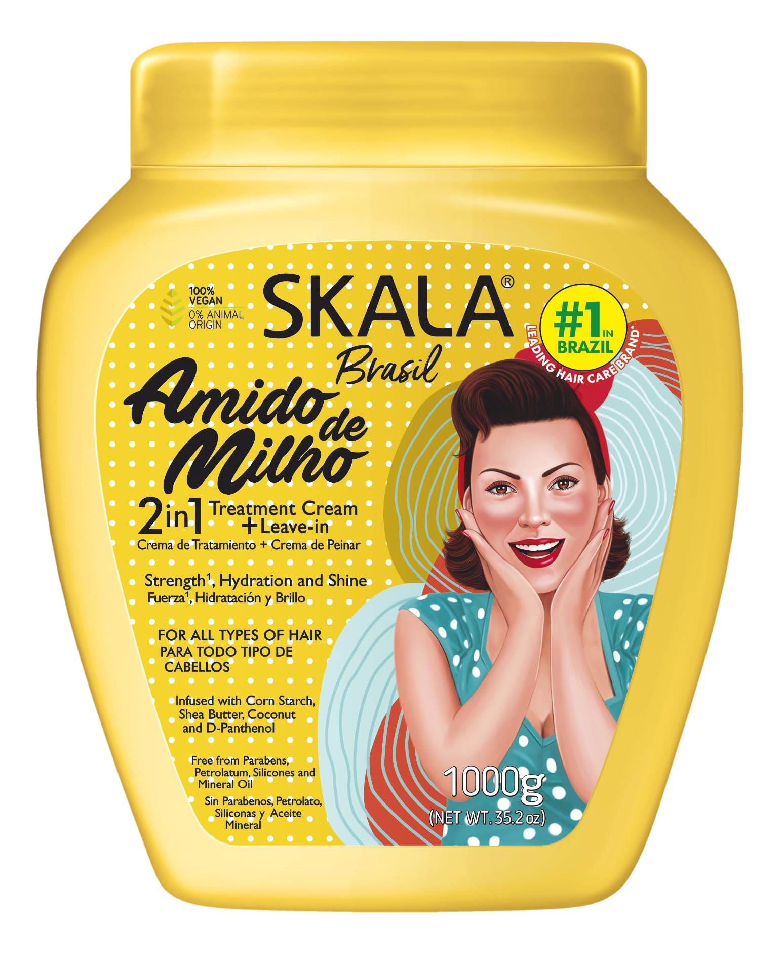 SKALA - Linha Expert - Creme de Tratamento 2 em 1 Amido de Milho 1 Kg - (Expert Collection - Corn Starch 2 in 1 Treatment Cream Net 33.81 Oz)-New