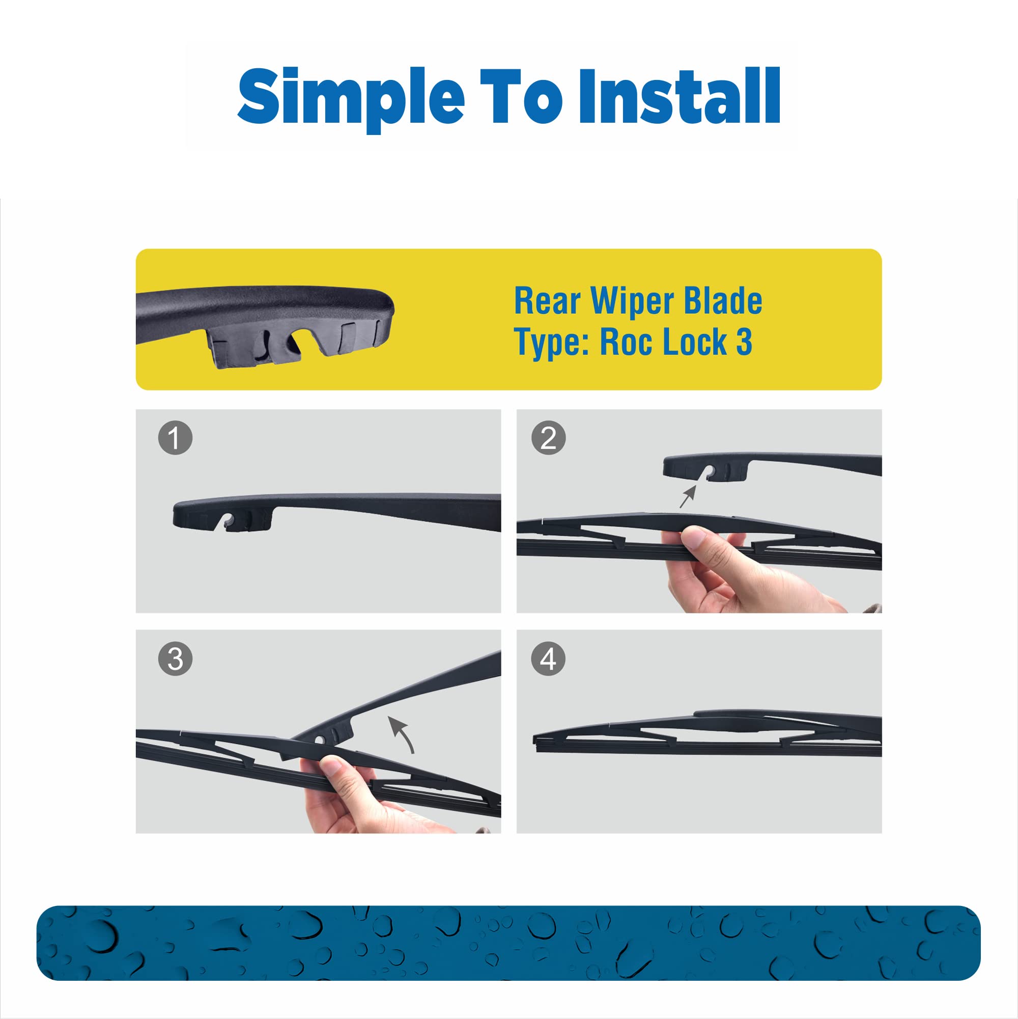 16'' Rear Wiper Blade Replacement For Honda Odyssey 2023-2005,Passport 2023-2019 Subaru Outback 2022-2020,Impreza 2011-2009 Back