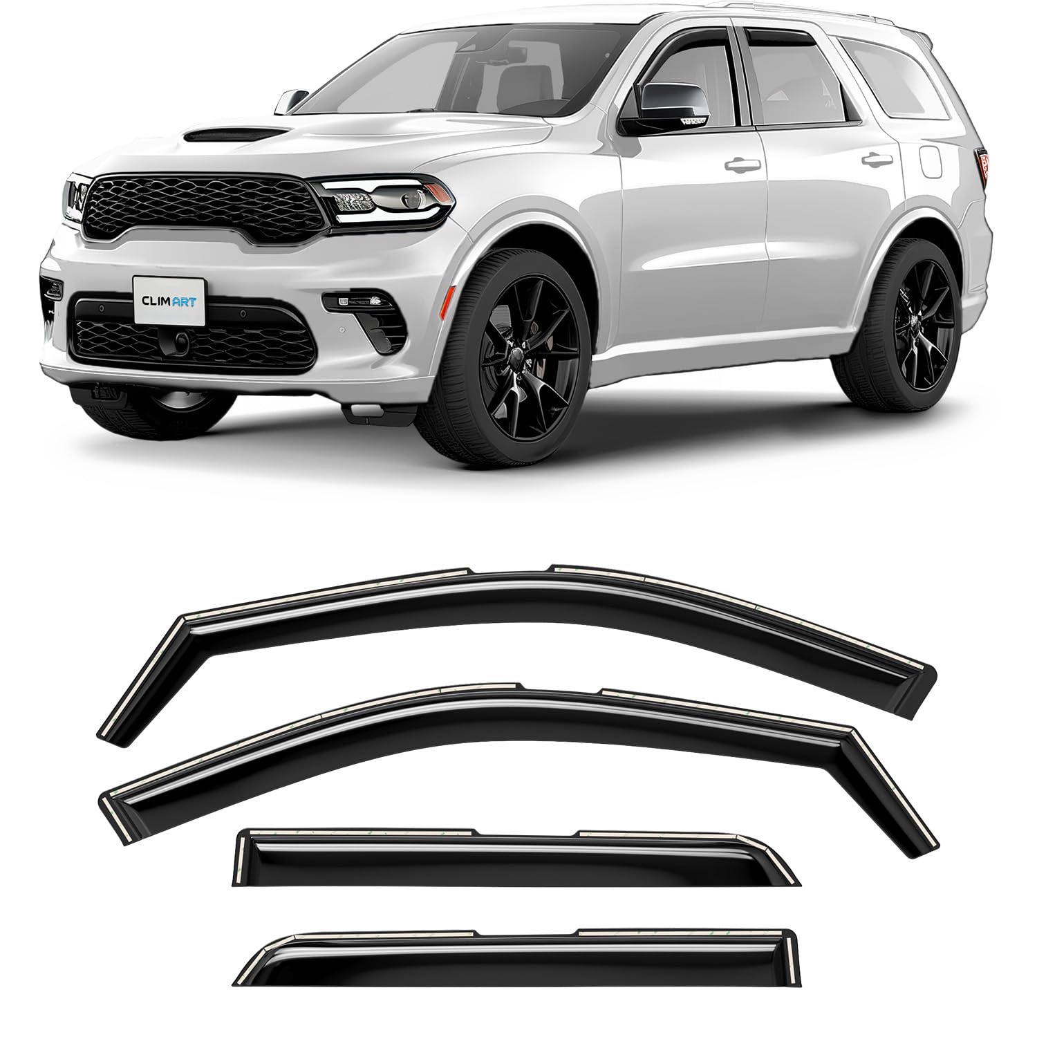Clim Art In-Channel Incredibly Durable Rain Guards For Dodge Durango 2011-2025, Original Window Deflectors, Vent Window Visors,