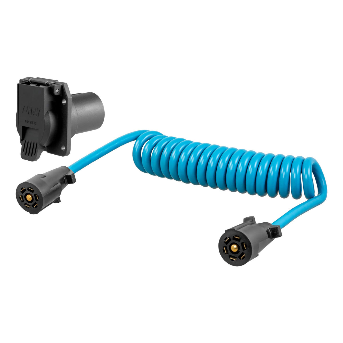 Curt 57284 8-Foot Flat Towing 7-Way Rv Blade Wiring Extension Harness And Uscar Socket For Dinghy Vehicle, Blue