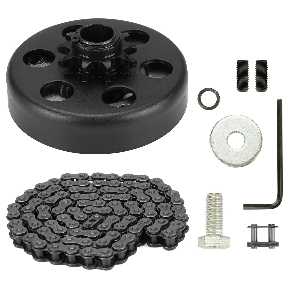 Youxmoto Go Kart Clutch 3/4' Bore 12T With #35 Chain, 12 Tooth Centrifugal Clutch And Chain For Go Kart Mini Bike/For Honda Cloned Engines Gc160, Gc190, Gx120, Gx140, Gx160, Gx200-2-6.5Hp, 3/4' Shaft