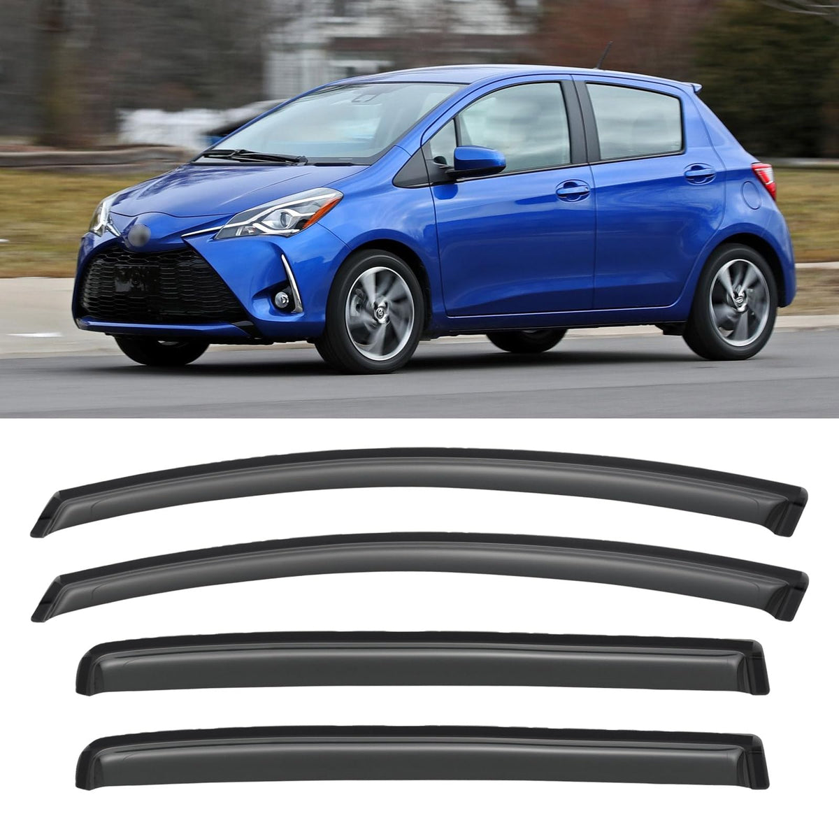 Window Visors Rain Guards for 2012-2018 Toyota Yaris Hatchback, Out-Channel Window Vent Wind Deflectors Visors Shades for 12-18 