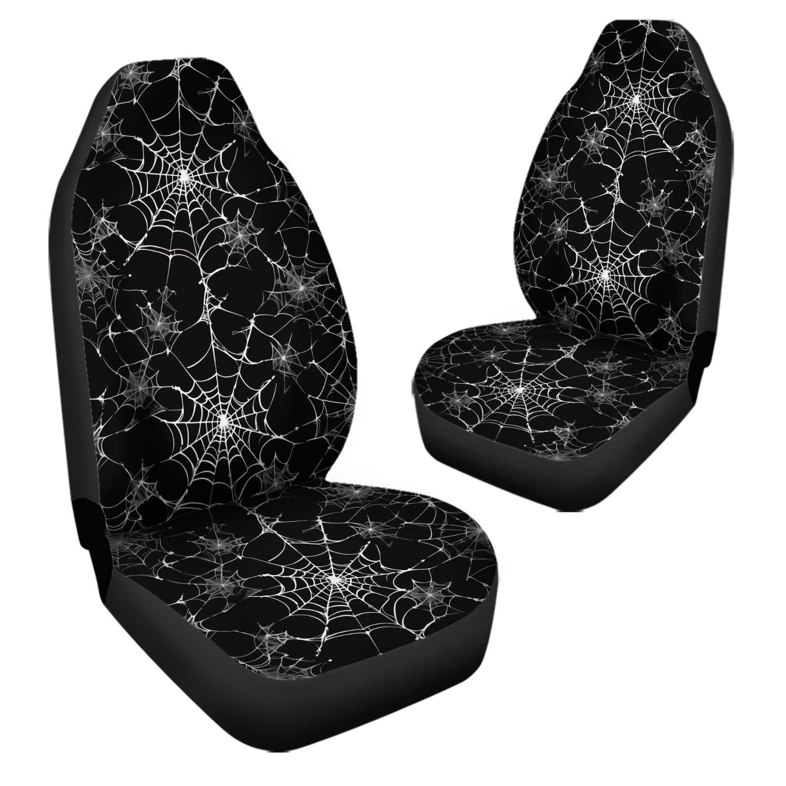 Bulopur Halloween Black Spider Web Printed Car Seat Covers Sets Of 2 Vehicle Front Seat Cushions Automobile Seat Protector Car S