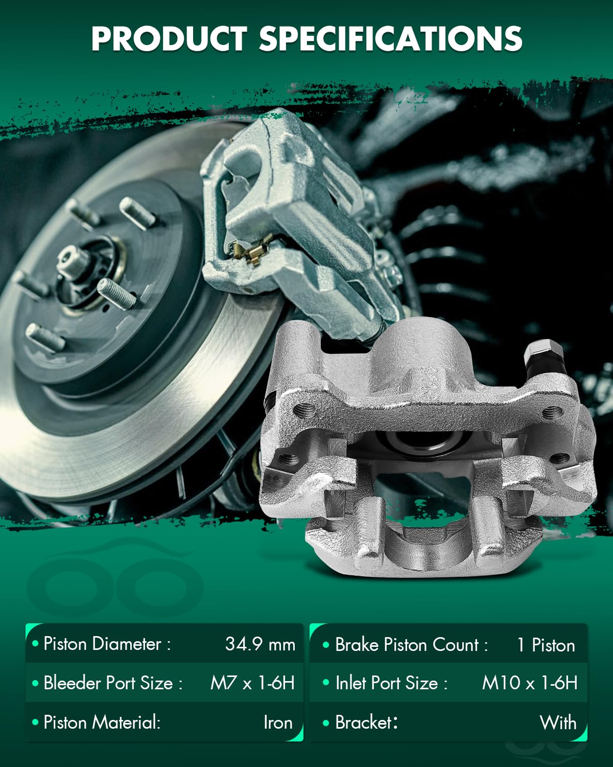 Scitoo 19B2950 Rear Left Disc Brake Caliper Assembly W/Bracket For Scion For Tc 2005-2010