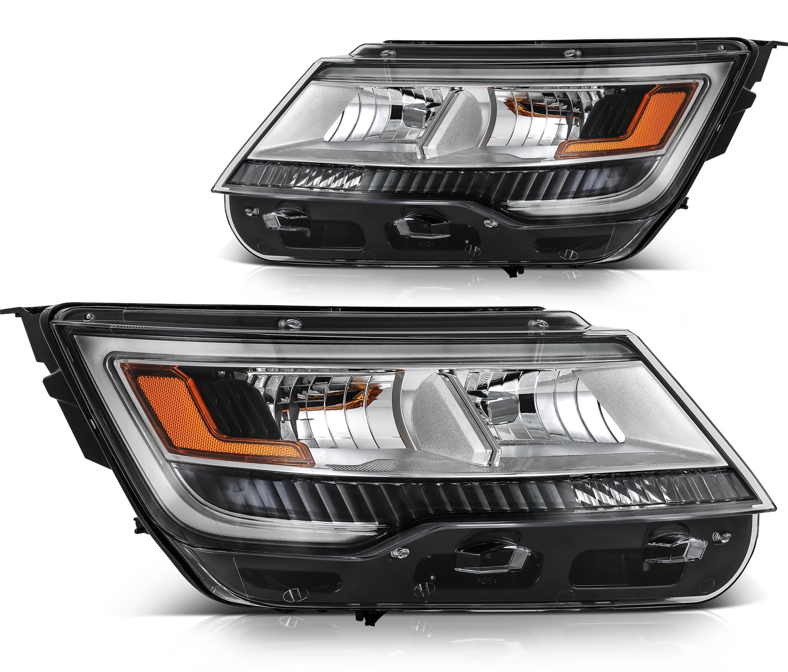 LBRST Headlight Assembly Fit 2016-2018 for Explorer Driver & Passenger Side Headlight Black Housing FB5Z13008B