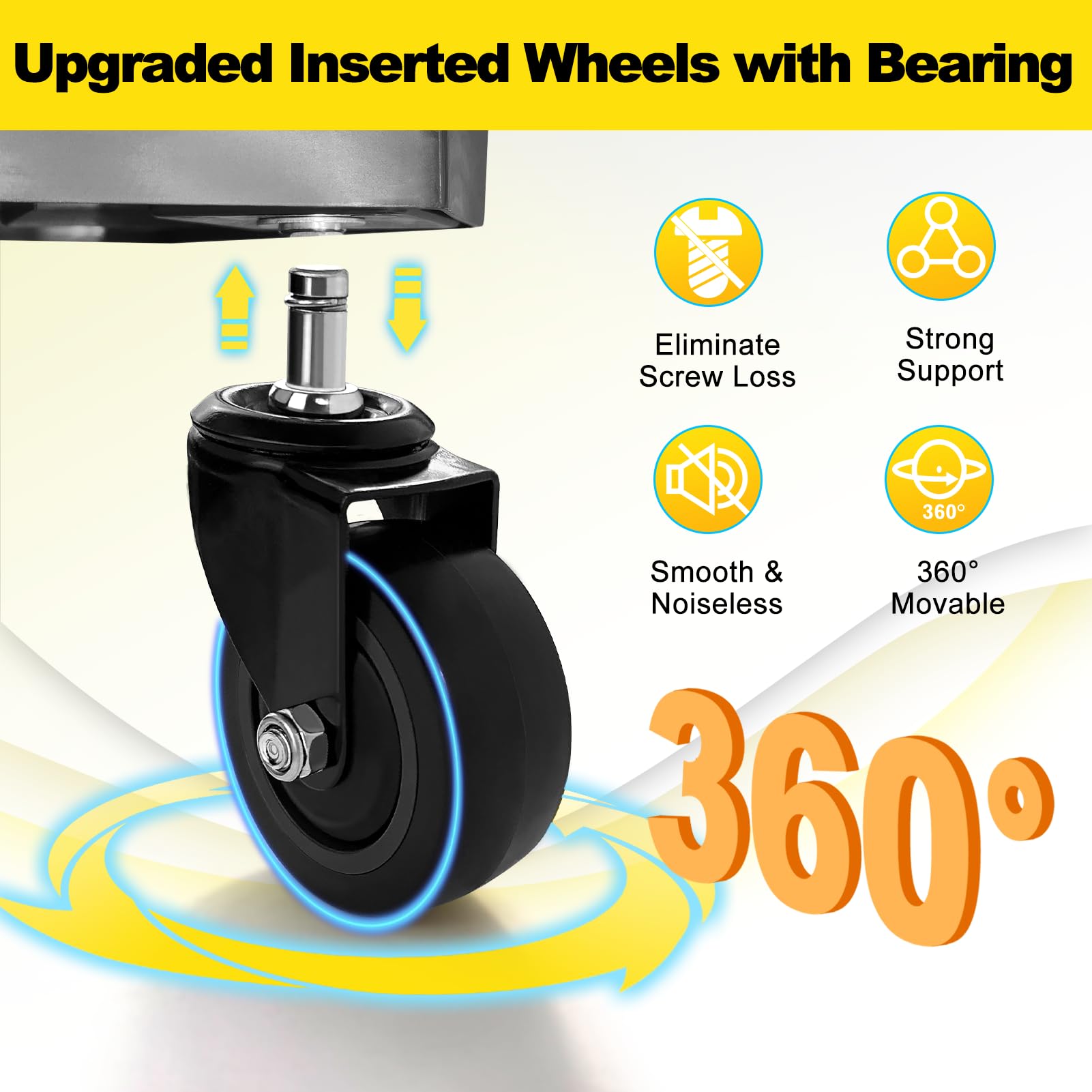 FreekyFit Rolling Shop Stool for Garage with Casters, DO02-Adjustable Height 360 Swivel Shop Seat with Tool Tray Storage, 330 LB