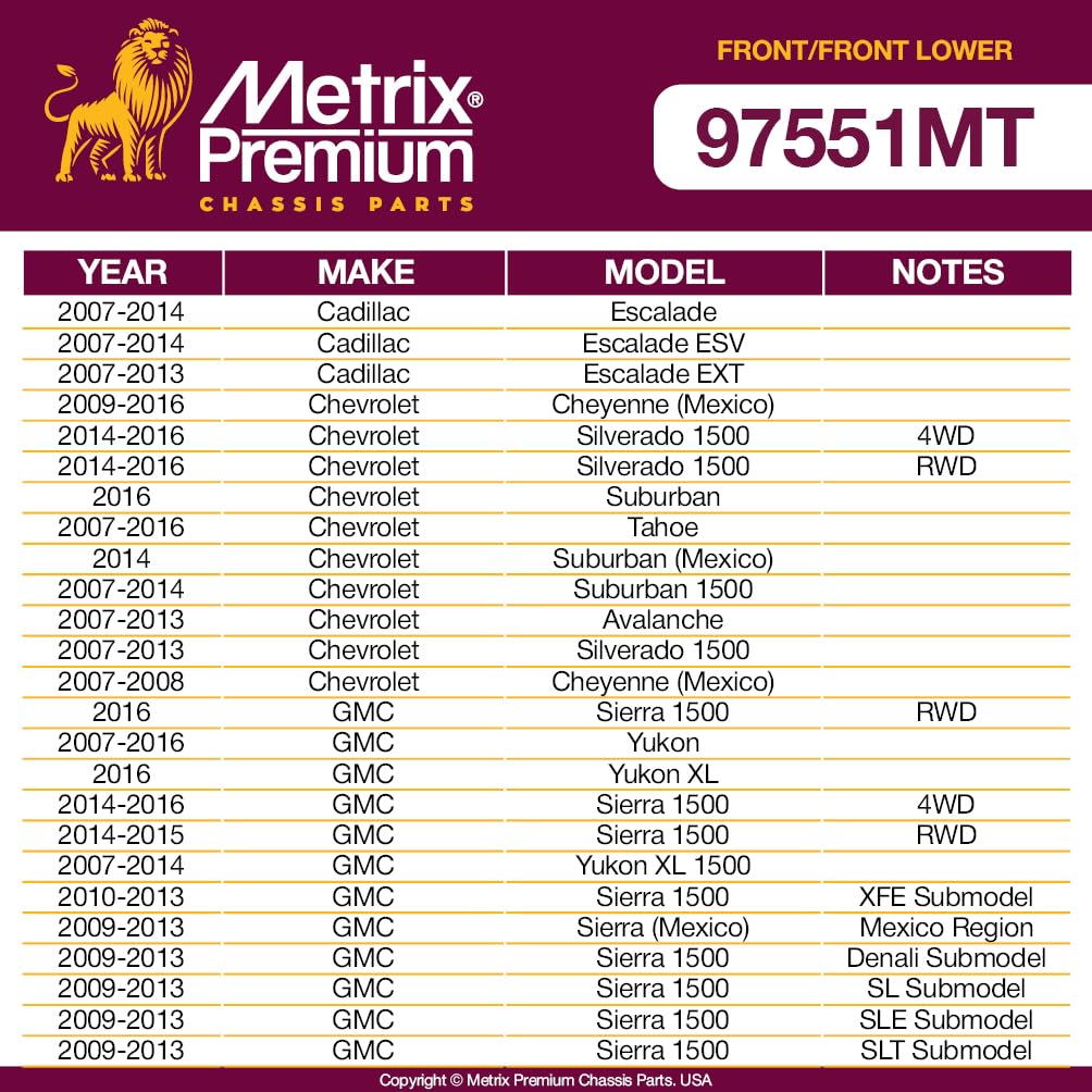 Metrix Premium Chassis Parts - 4 Pc Front L/R Lower Control Arm & Front Sway Bar Stabilizer End Link Kit Fits 07-14 Cadillac Esc
