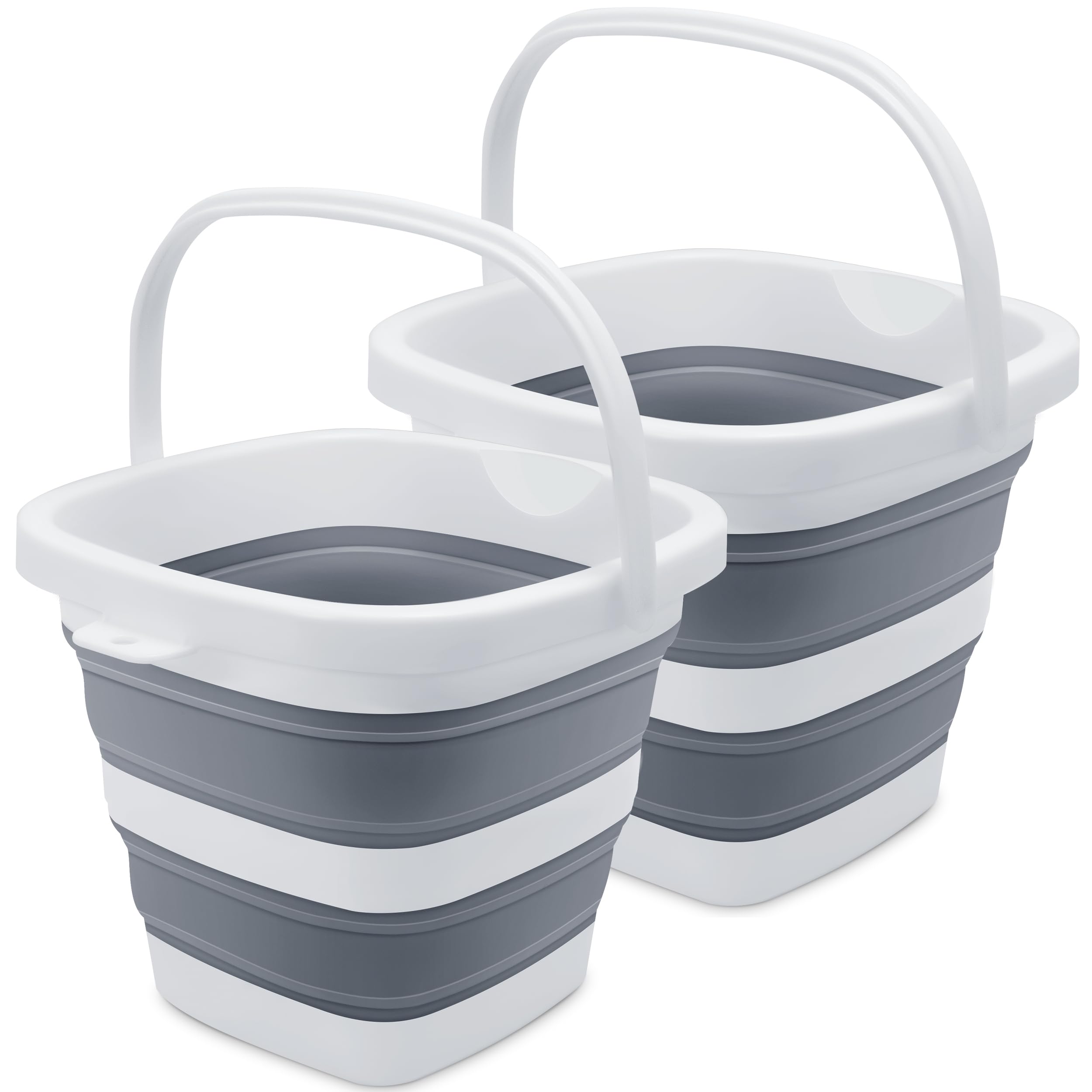 2 Pack Goderewild Collapsible Bucket 1.4 Gallon(5L) For House Cleaning, Beach, Car Wash, Camping, And Fishing - Lightweight, Fol