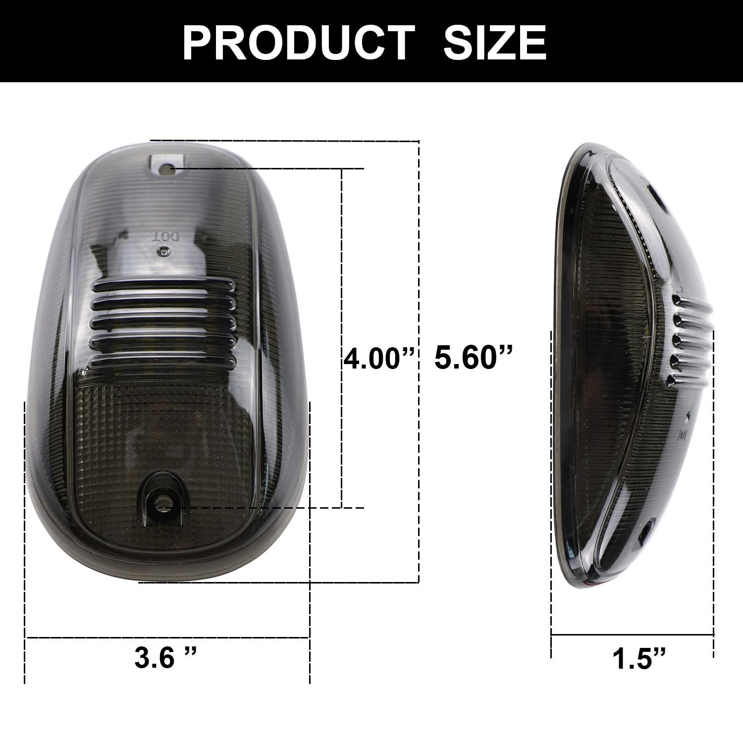 Tresound Cab Roof Marker Lights for 2003-2016 Dodge Ram 1500 2500 3500 (Smoked Lens with 16 White LEDs)